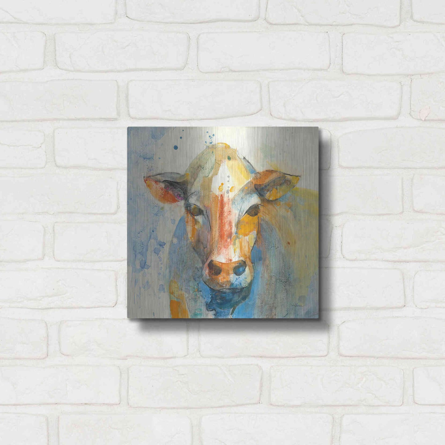 Luxe Metal Art 'Happy Cows II' by Albena Hristova, Metal Wall Art,12x12