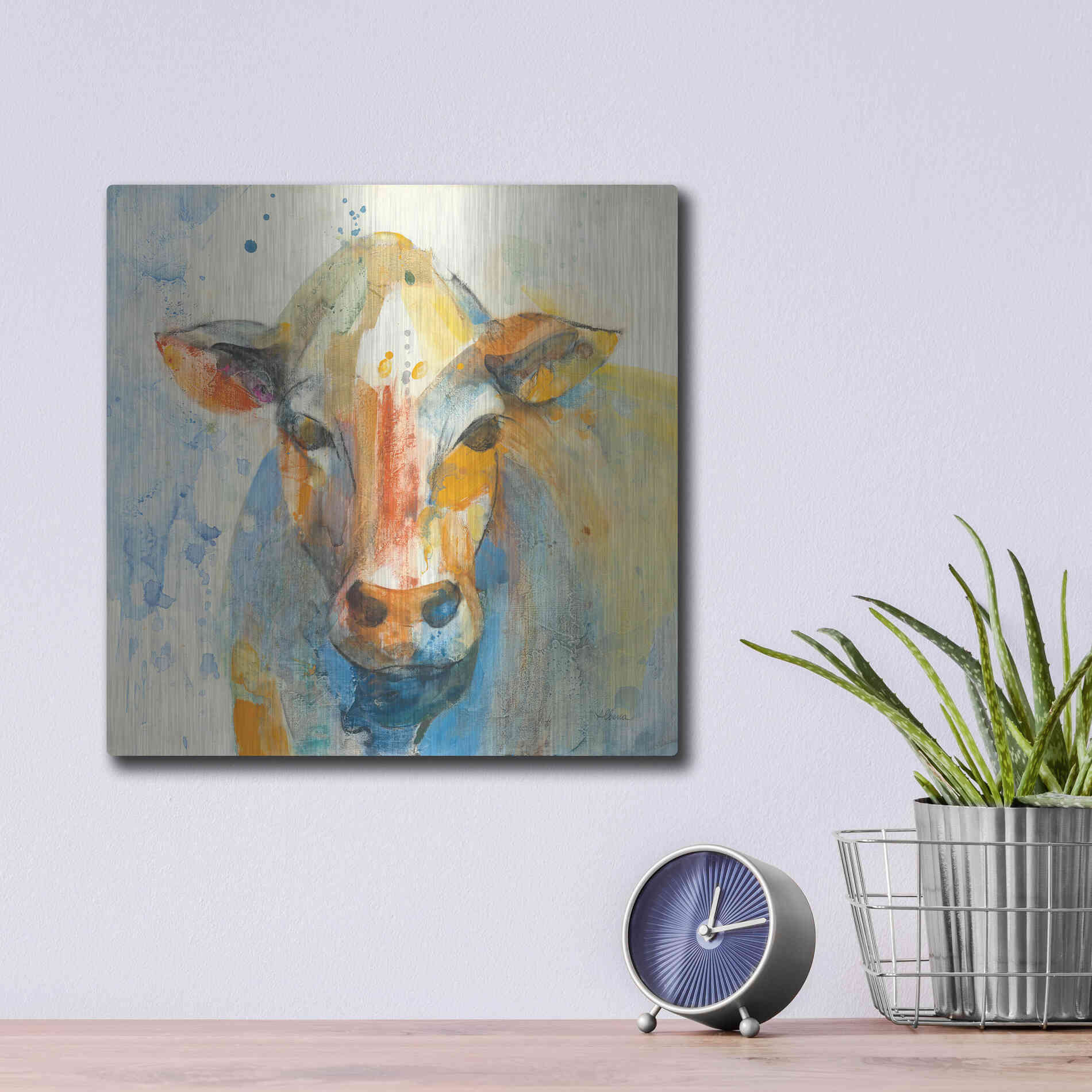 Luxe Metal Art 'Happy Cows II' by Albena Hristova, Metal Wall Art,12x12