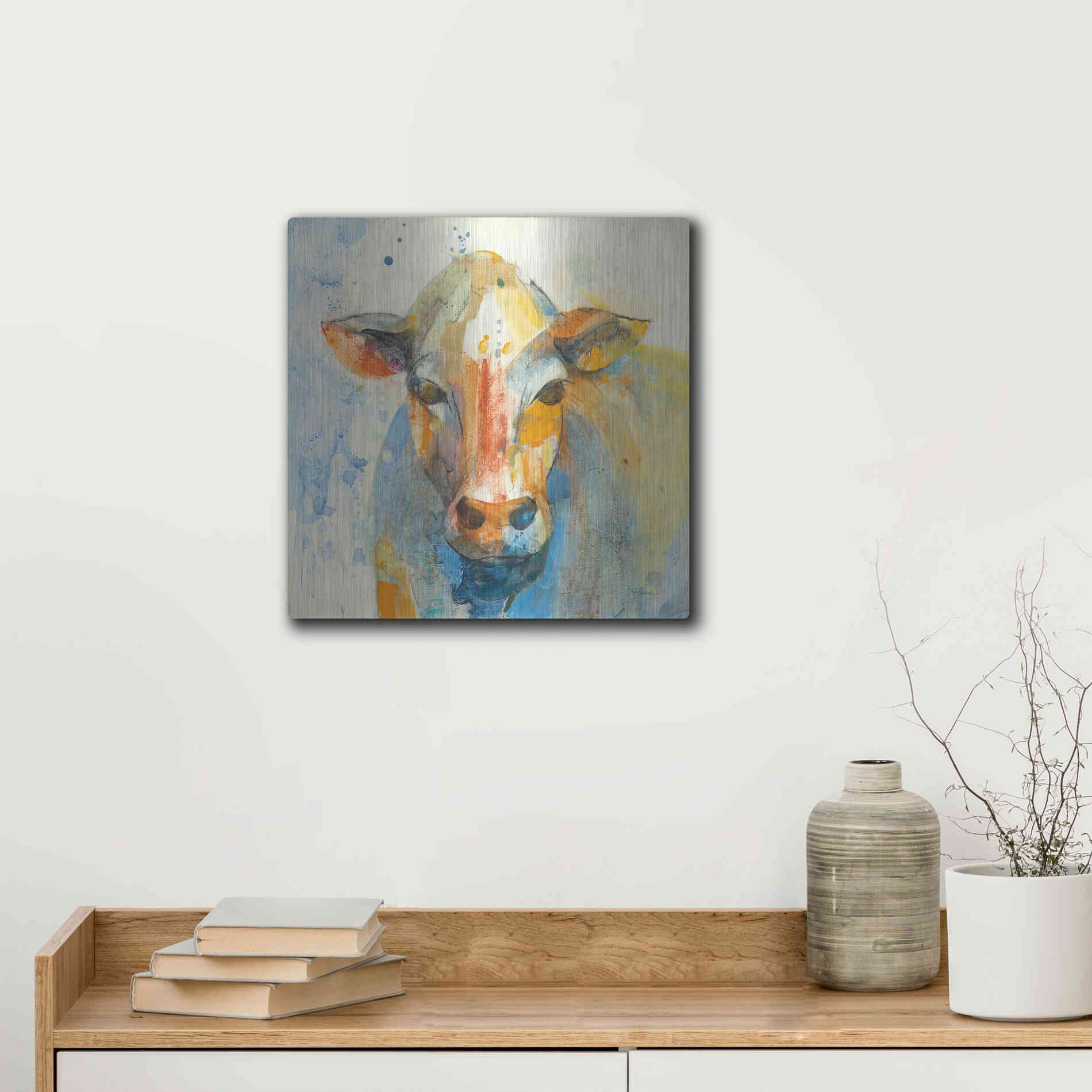 Luxe Metal Art 'Happy Cows II' by Albena Hristova, Metal Wall Art,12x12