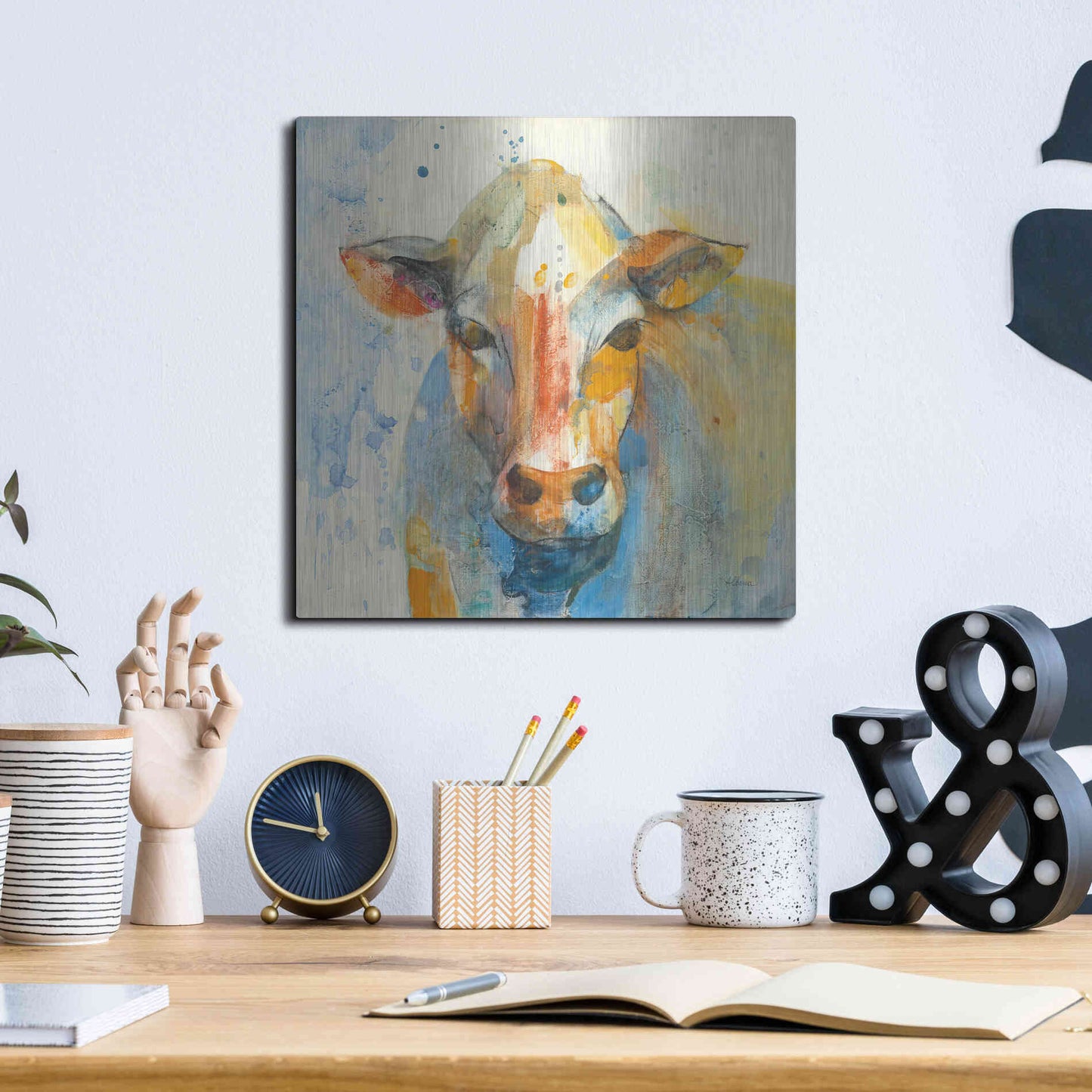Luxe Metal Art 'Happy Cows II' by Albena Hristova, Metal Wall Art,12x12