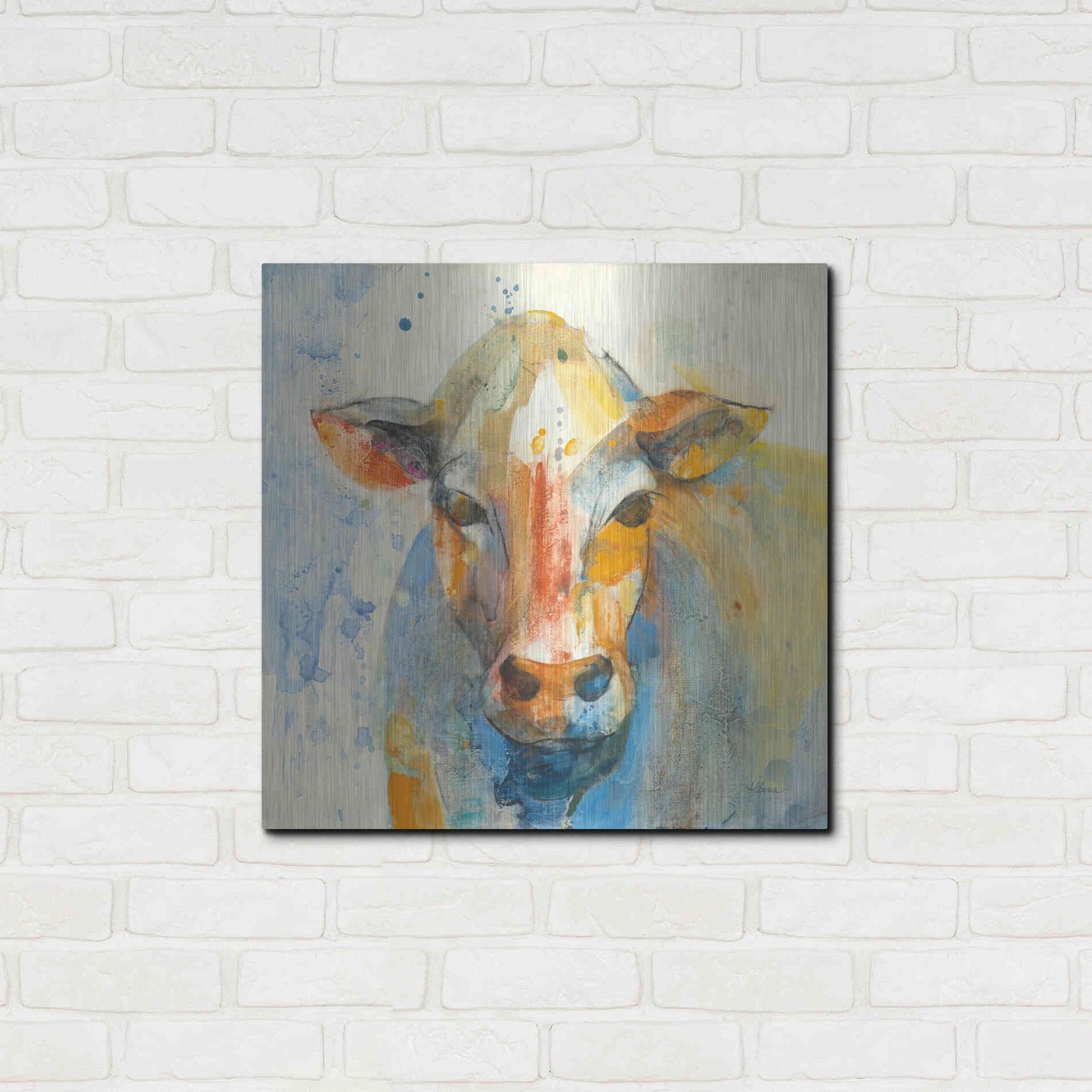 Luxe Metal Art 'Happy Cows II' by Albena Hristova, Metal Wall Art,24x24