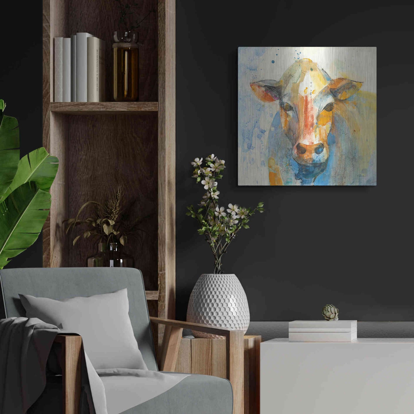 Luxe Metal Art 'Happy Cows II' by Albena Hristova, Metal Wall Art,24x24