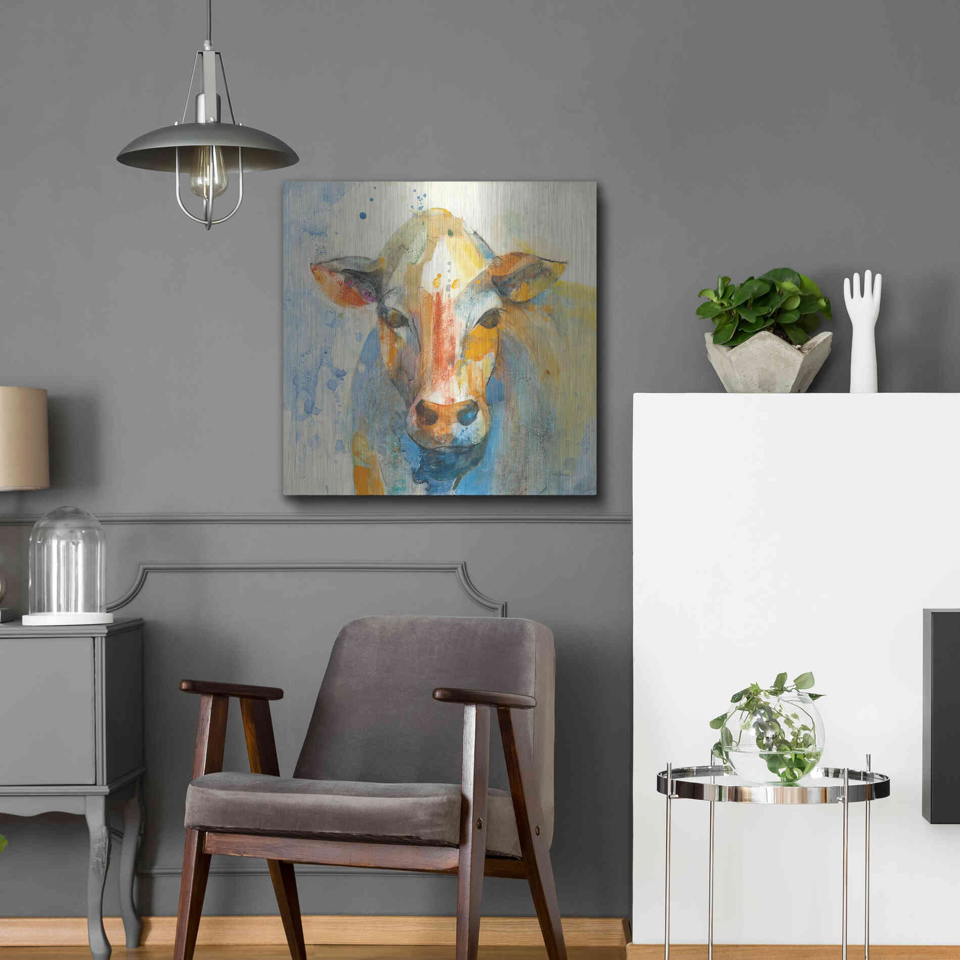 Luxe Metal Art 'Happy Cows II' by Albena Hristova, Metal Wall Art,24x24