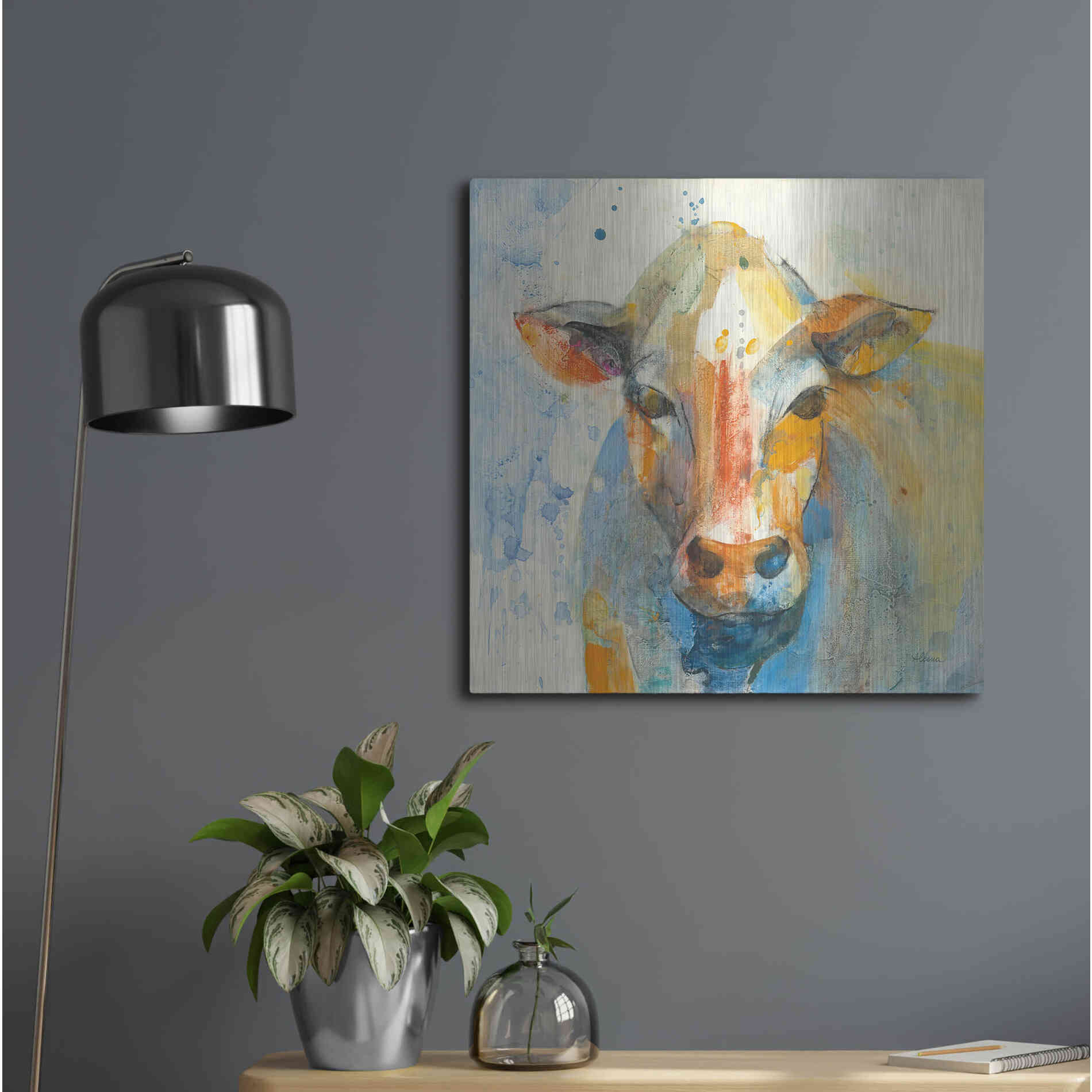 Luxe Metal Art 'Happy Cows II' by Albena Hristova, Metal Wall Art,24x24