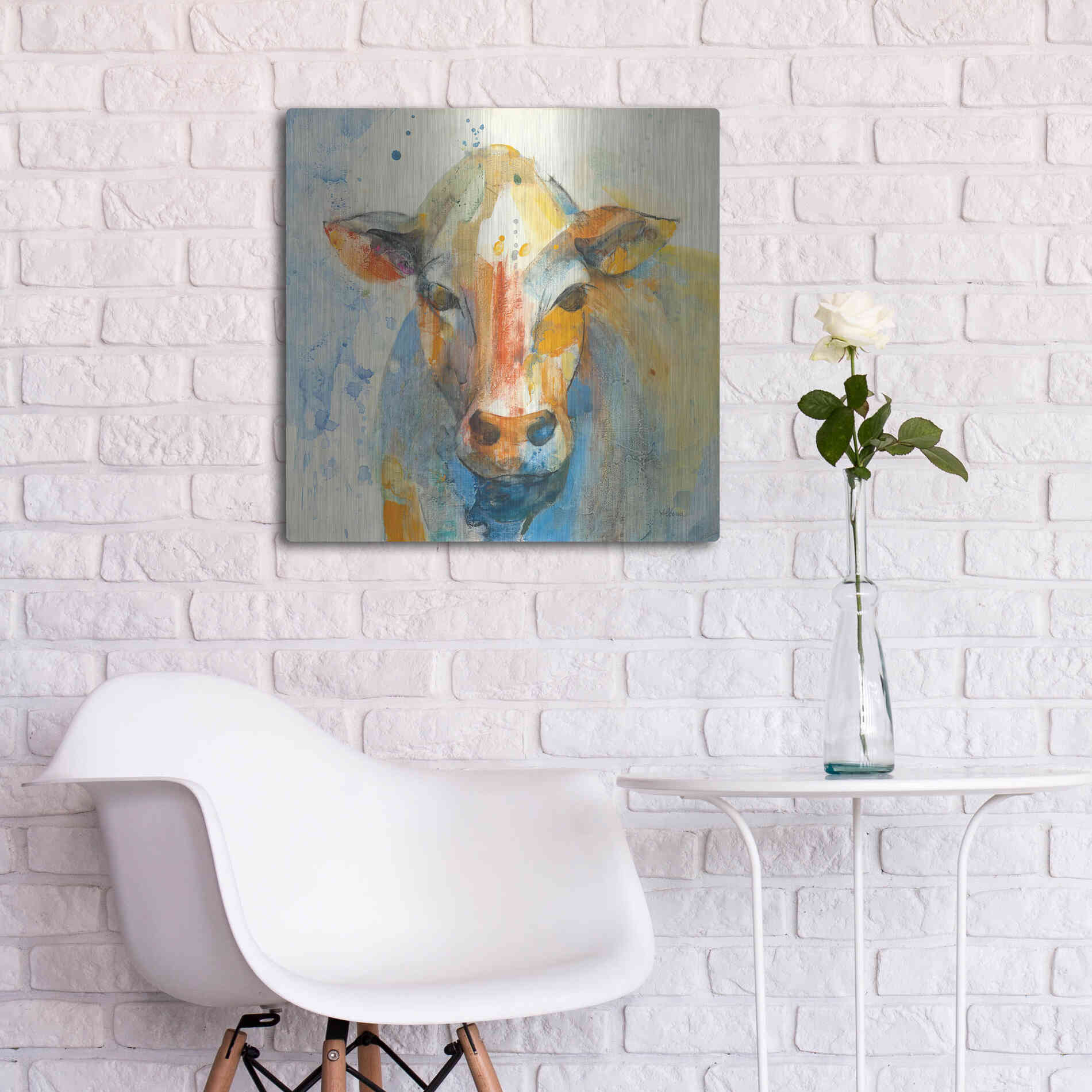 Luxe Metal Art 'Happy Cows II' by Albena Hristova, Metal Wall Art,24x24