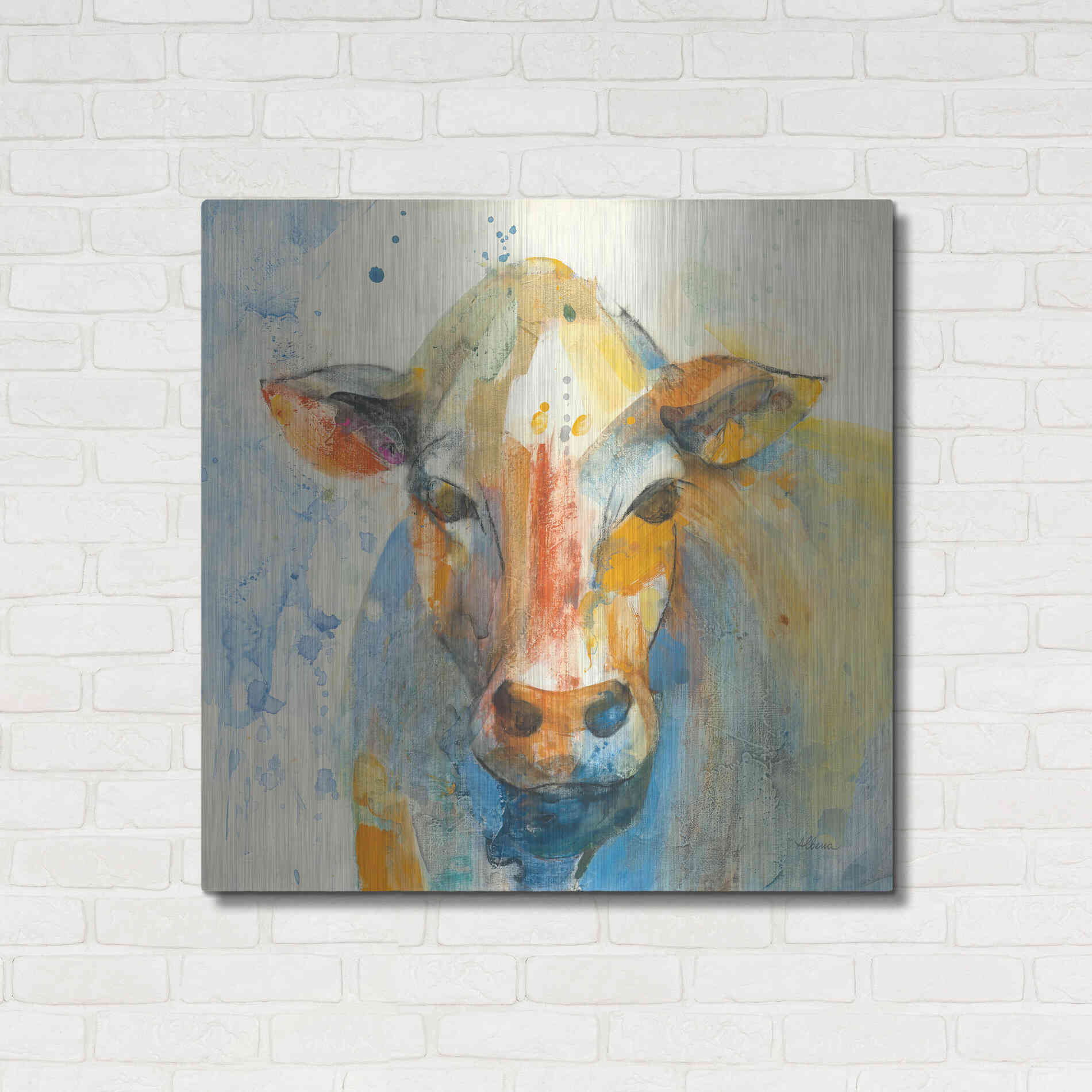 Luxe Metal Art 'Happy Cows II' by Albena Hristova, Metal Wall Art,36x36