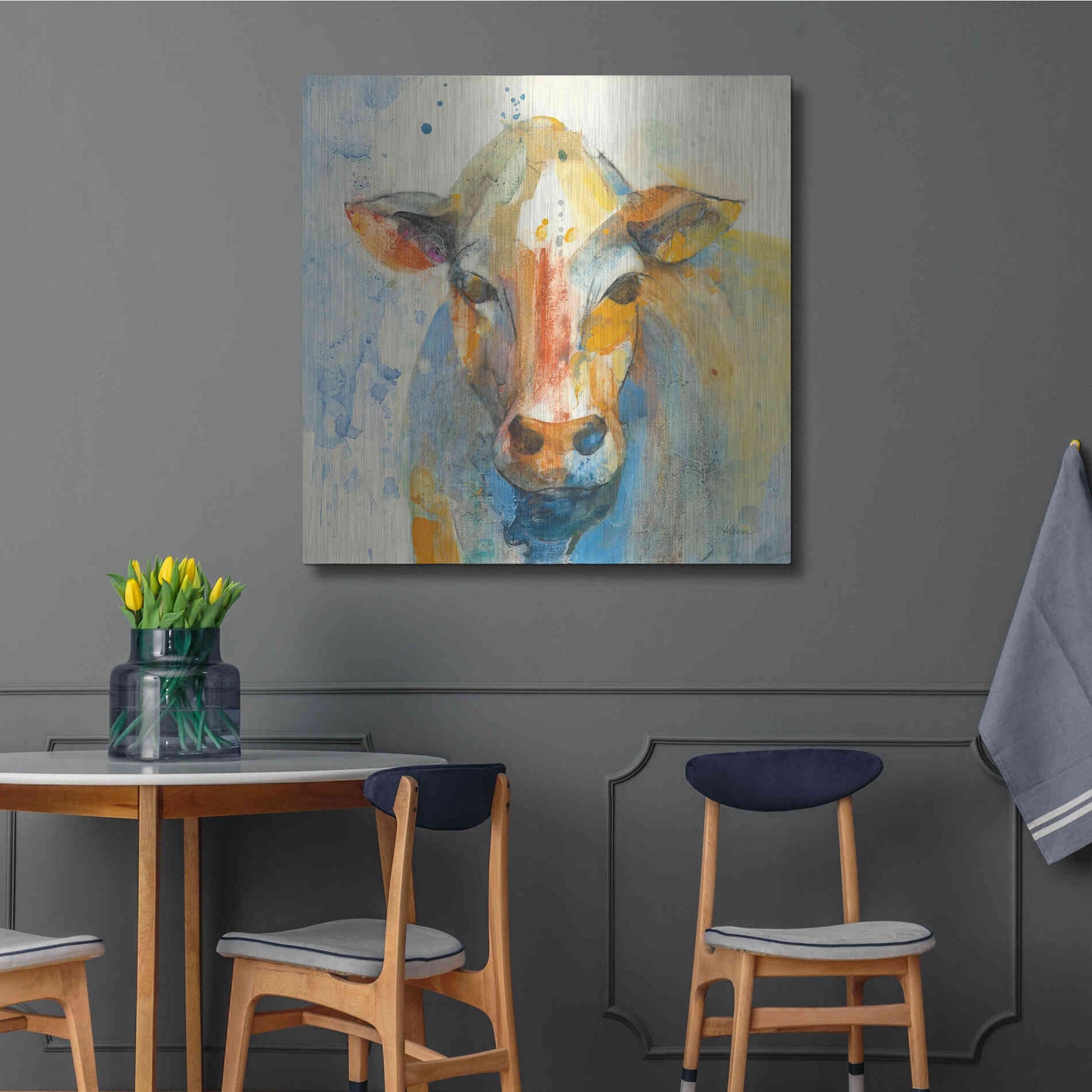 Luxe Metal Art 'Happy Cows II' by Albena Hristova, Metal Wall Art,36x36