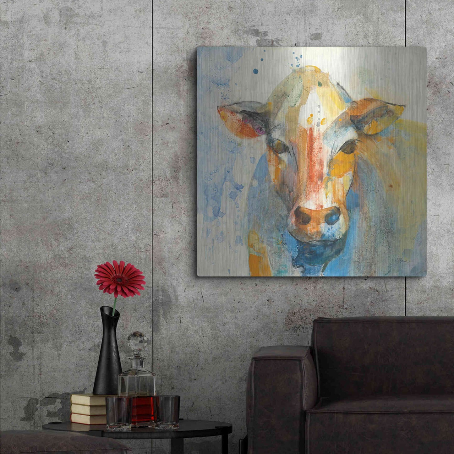 Luxe Metal Art 'Happy Cows II' by Albena Hristova, Metal Wall Art,36x36
