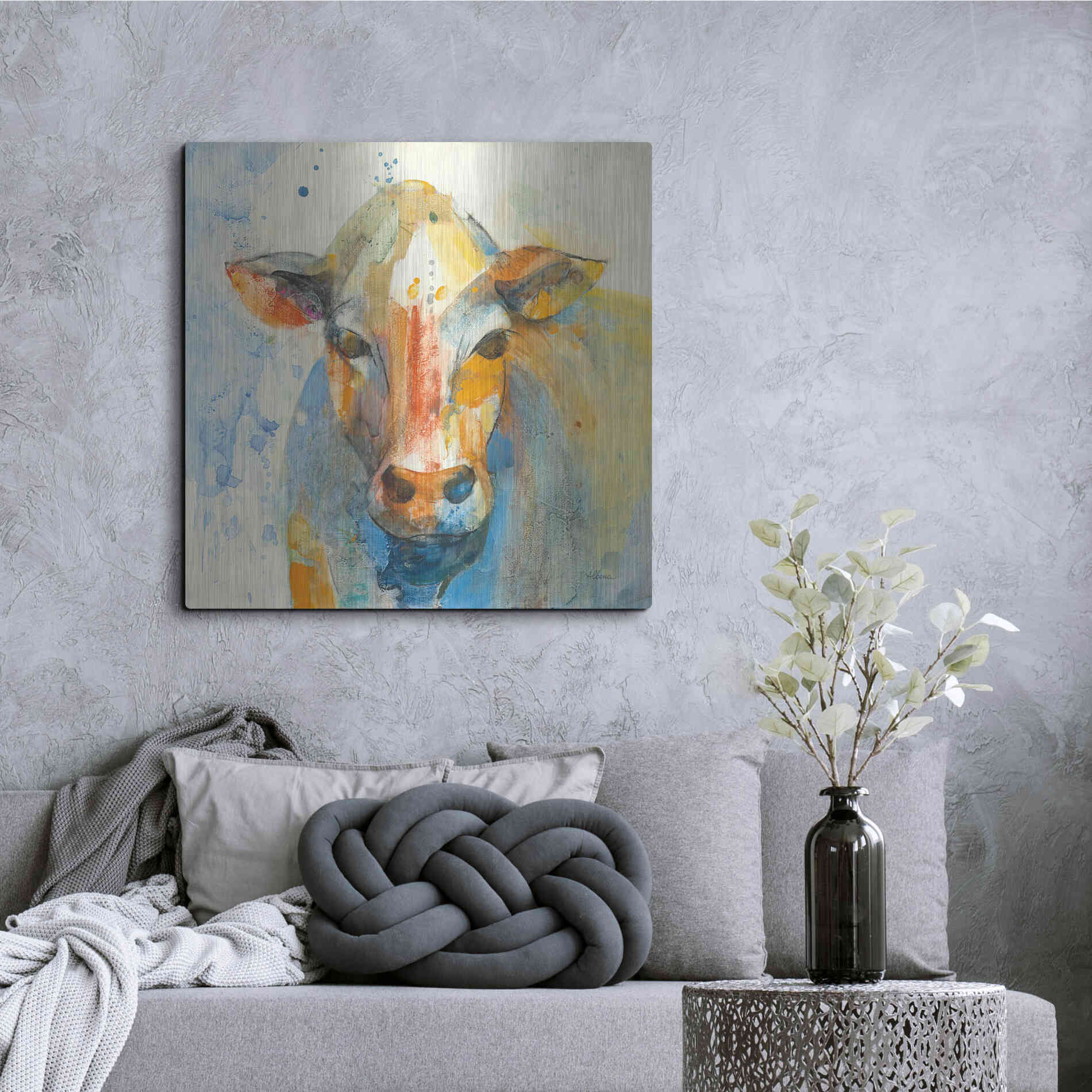 Luxe Metal Art 'Happy Cows II' by Albena Hristova, Metal Wall Art,36x36