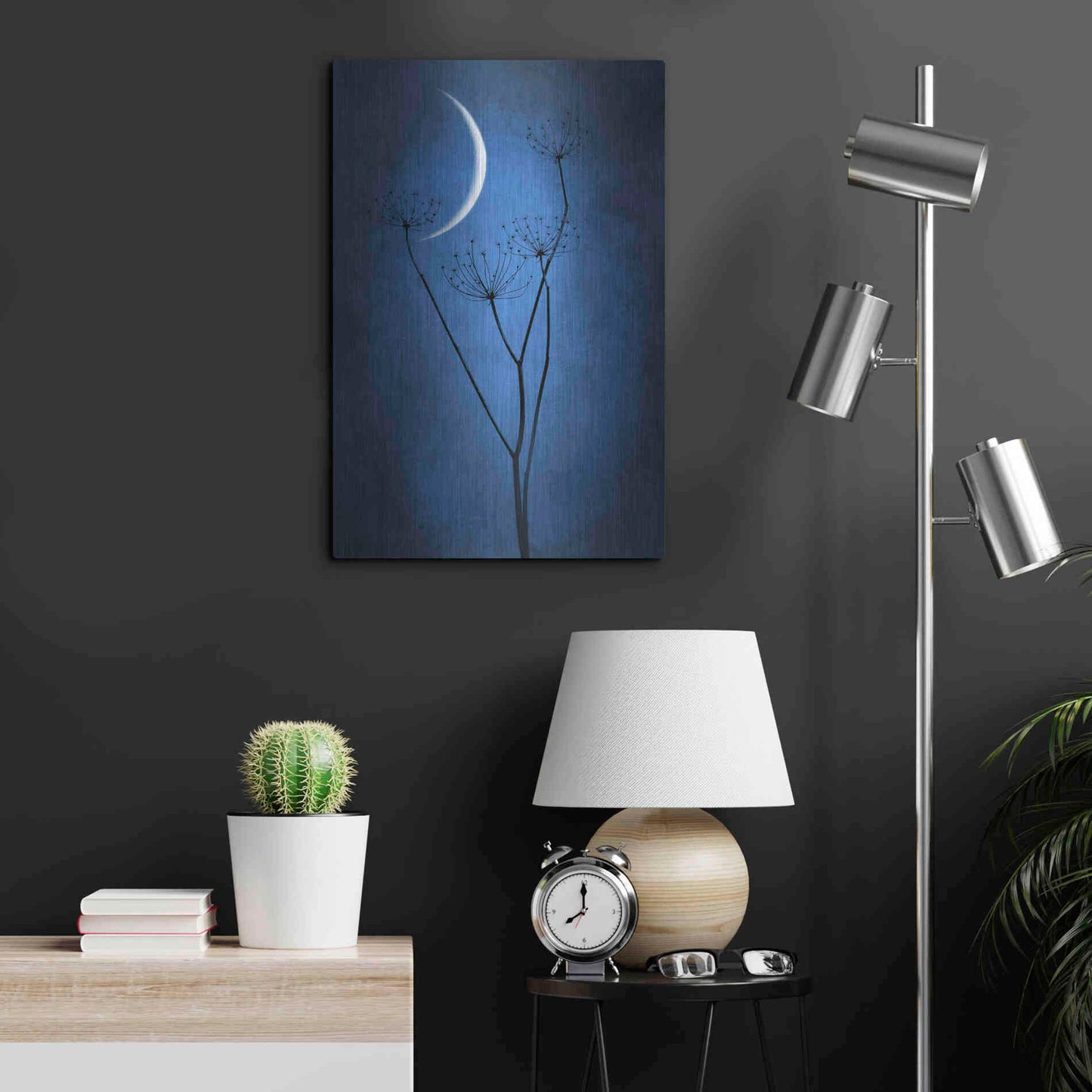 Luxe Metal Art 'Blue Crescent Moon' by Philippe Sainte-Laudy, Metal Wall Art,16x24
