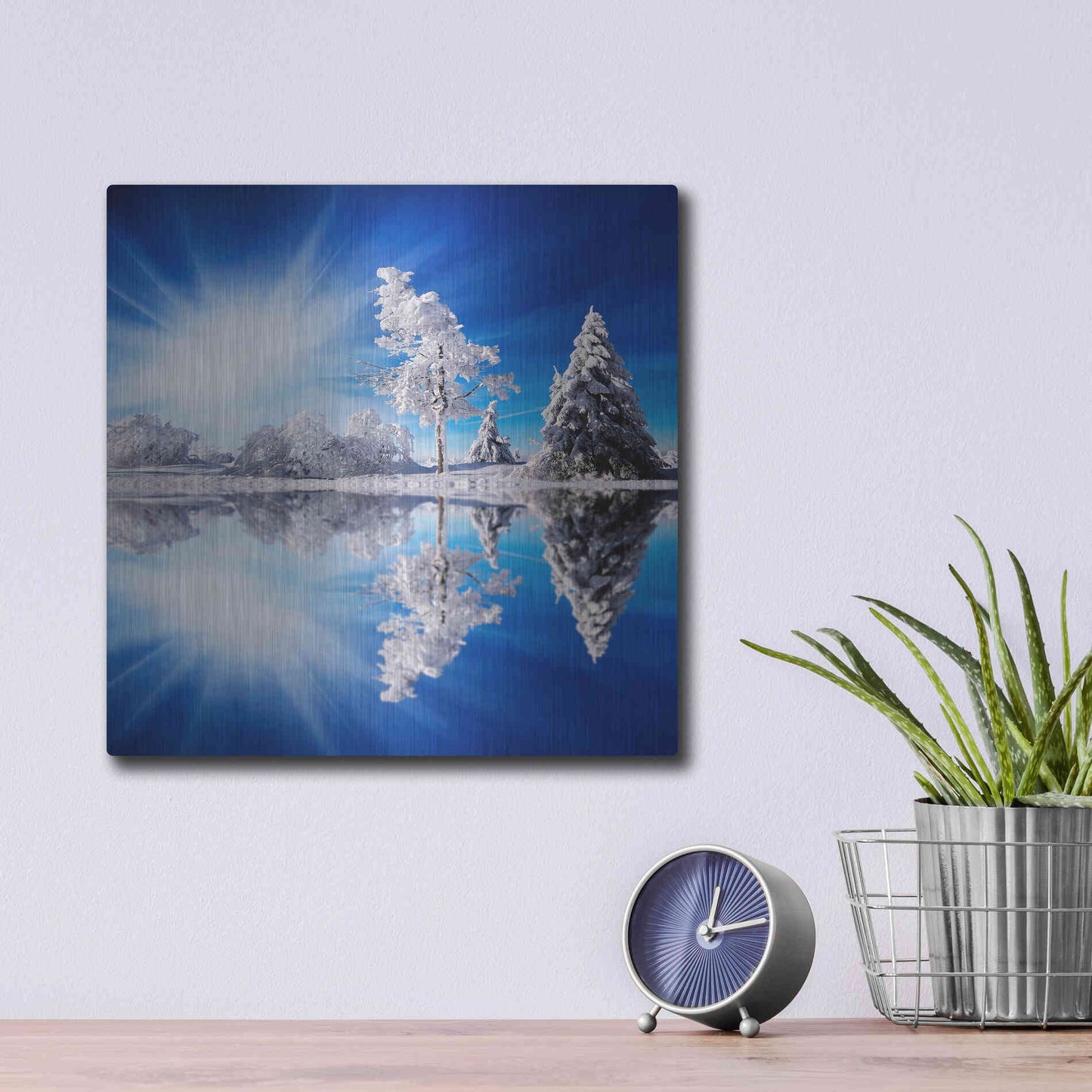 Luxe Metal Art 'Cold Light' by Philippe Sainte-Laudy, Metal Wall Art,12x12