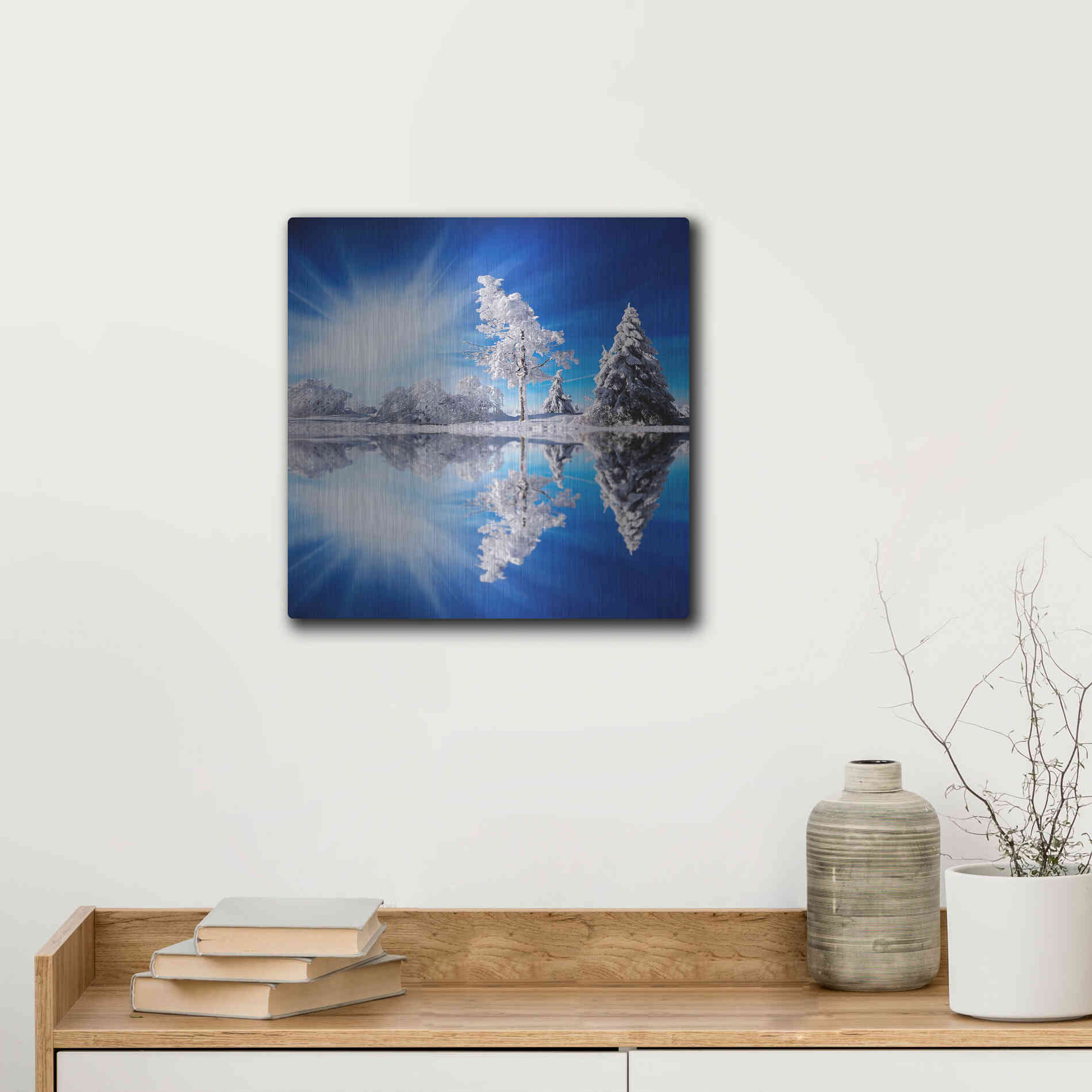 Luxe Metal Art 'Cold Light' by Philippe Sainte-Laudy, Metal Wall Art,12x12