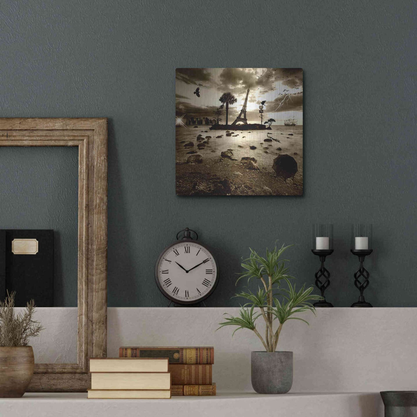 Luxe Metal Art 'Eiffel Nightmare' by Philippe Sainte-Laudy, Metal Wall Art,12x12