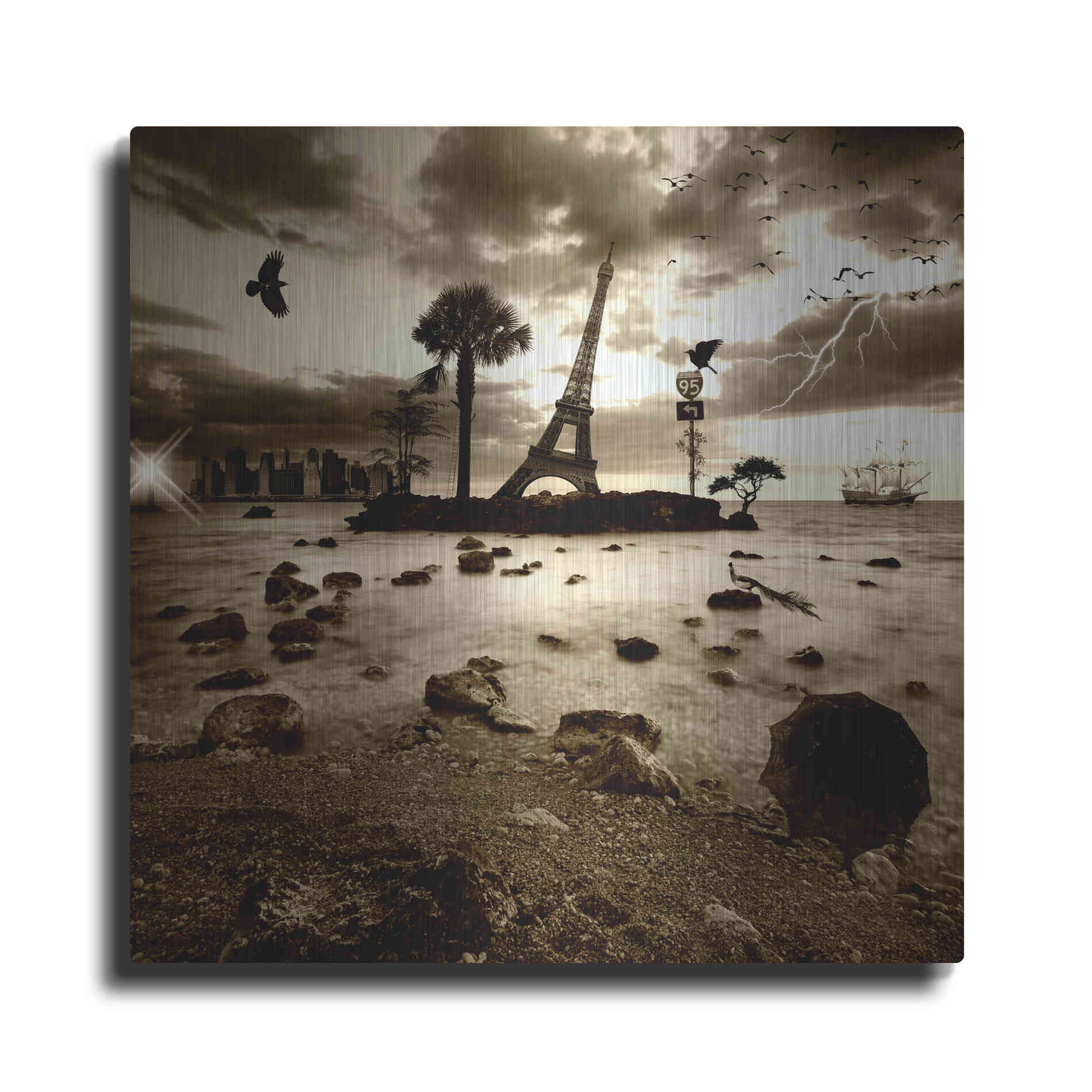 Luxe Metal Art 'Eiffel Nightmare' by Philippe Sainte-Laudy, Metal Wall Art