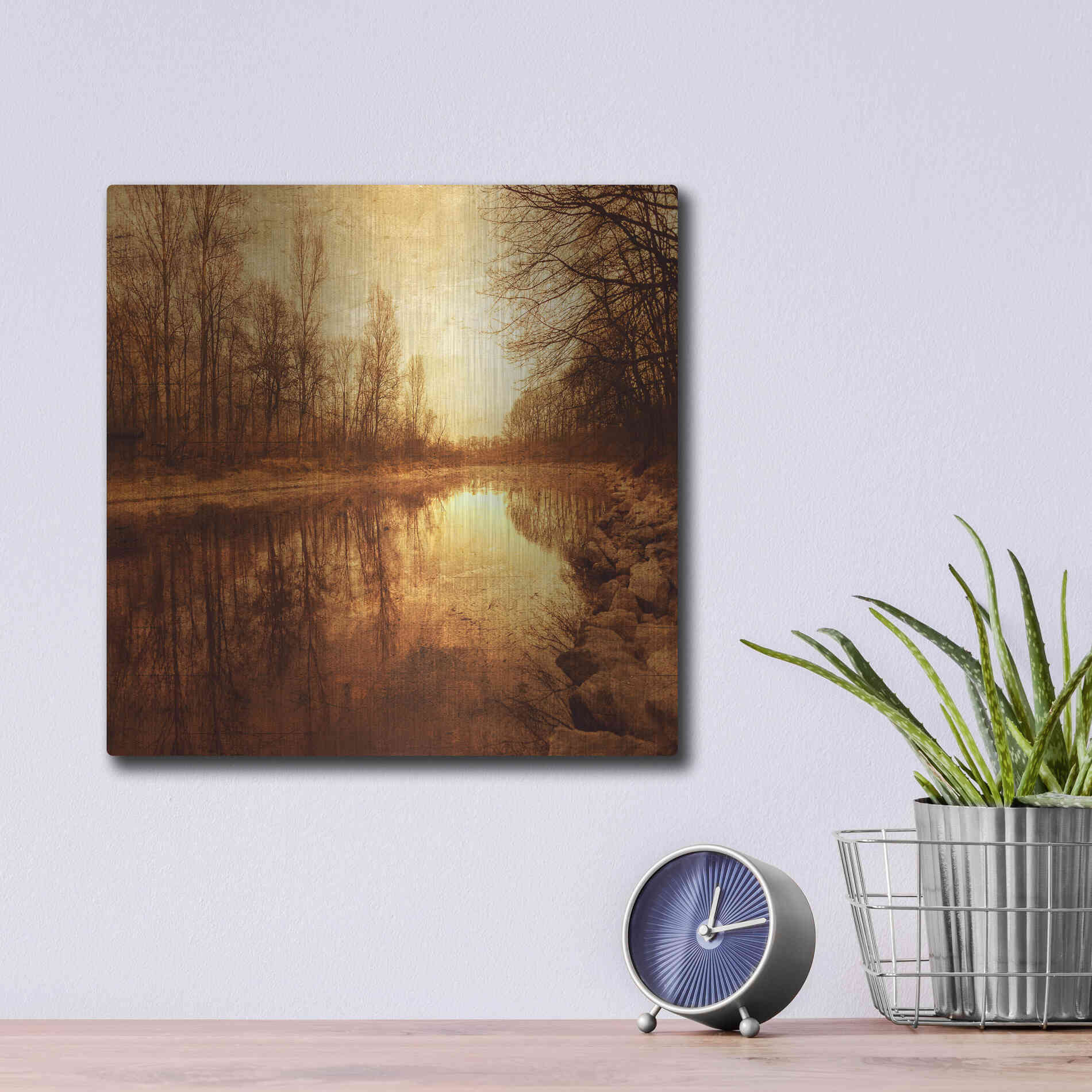 Luxe Metal Art 'Floating Down The River' by Philippe Sainte-Laudy, Metal Wall Art,12x12