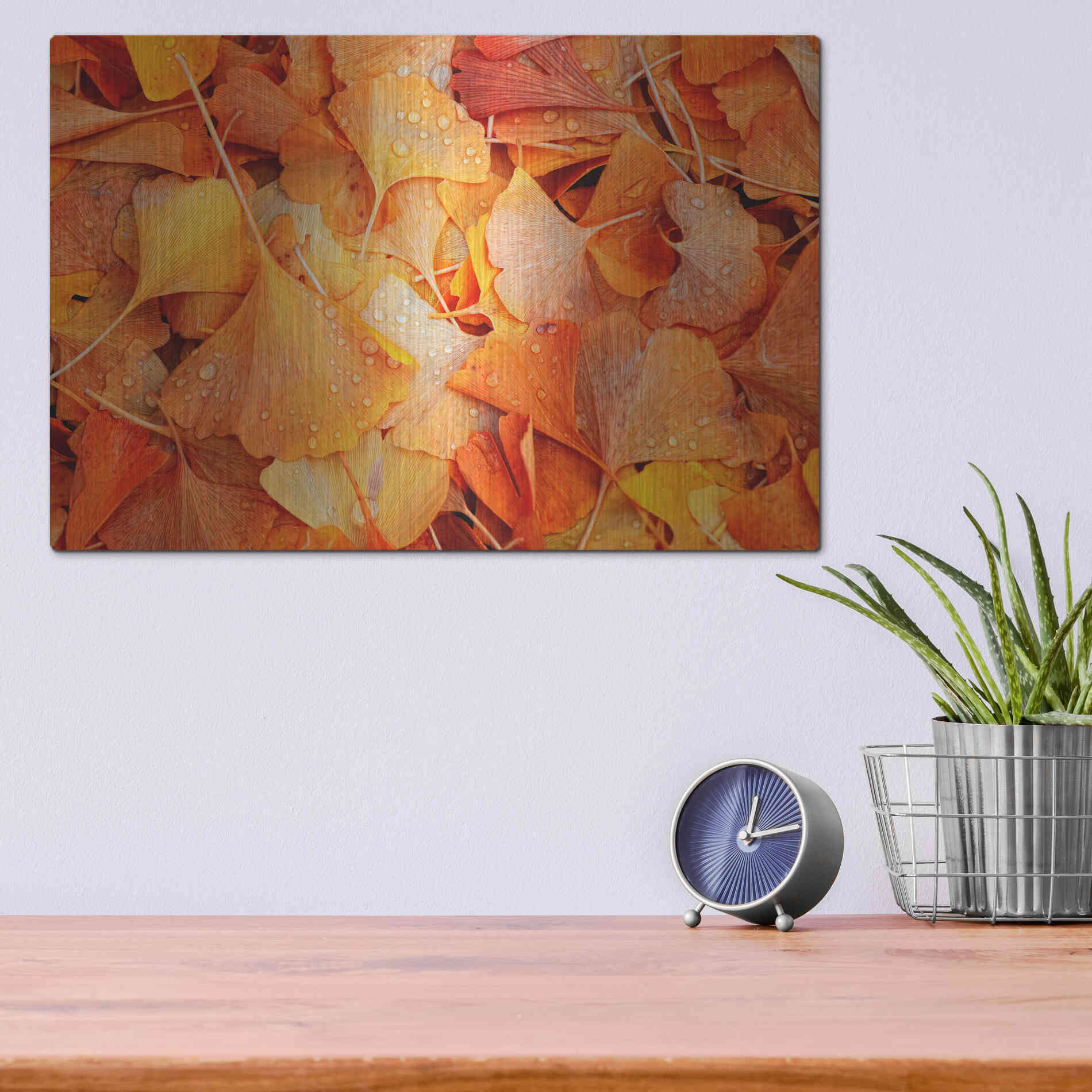 Luxe Metal Art 'Ginkgo Fall' by Philippe Sainte-Laudy, Metal Wall Art,16x12