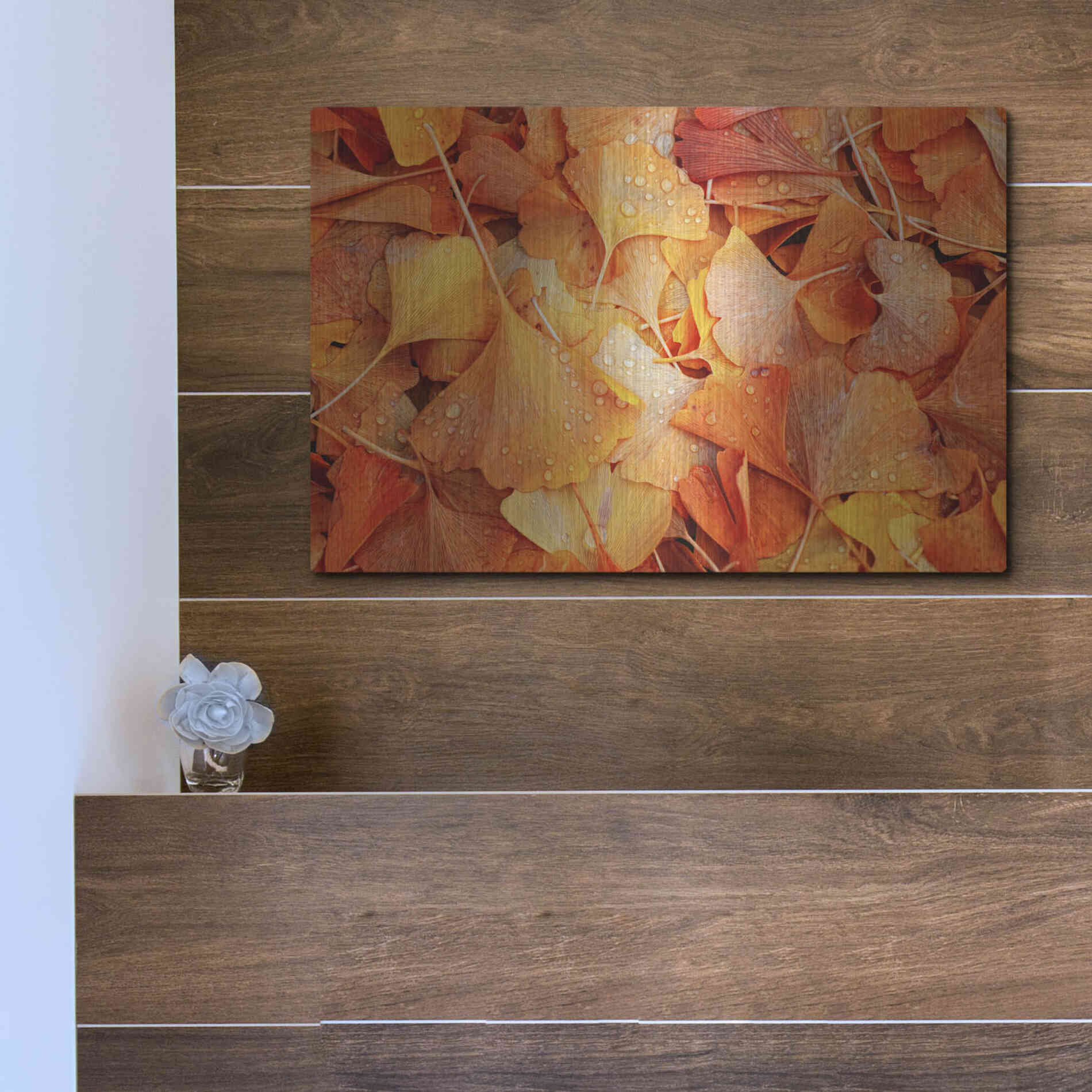 Luxe Metal Art 'Ginkgo Fall' by Philippe Sainte-Laudy, Metal Wall Art,16x12