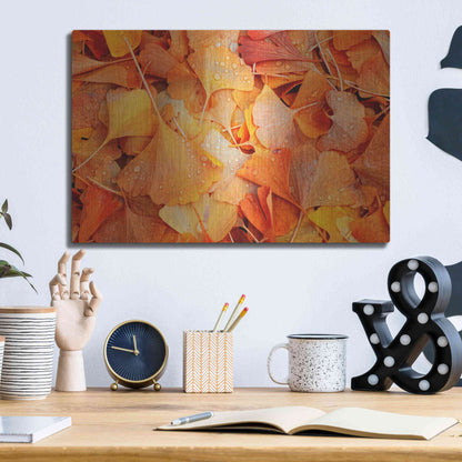 Luxe Metal Art 'Ginkgo Fall' by Philippe Sainte-Laudy, Metal Wall Art,16x12