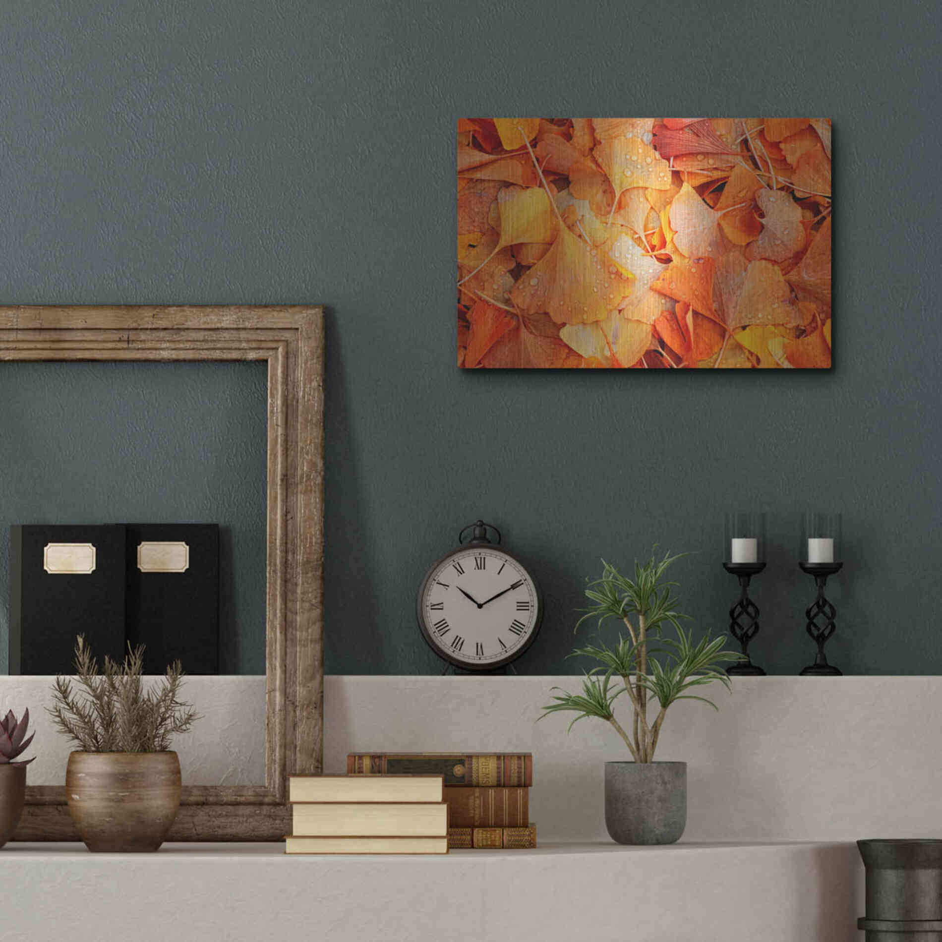 Luxe Metal Art 'Ginkgo Fall' by Philippe Sainte-Laudy, Metal Wall Art,16x12