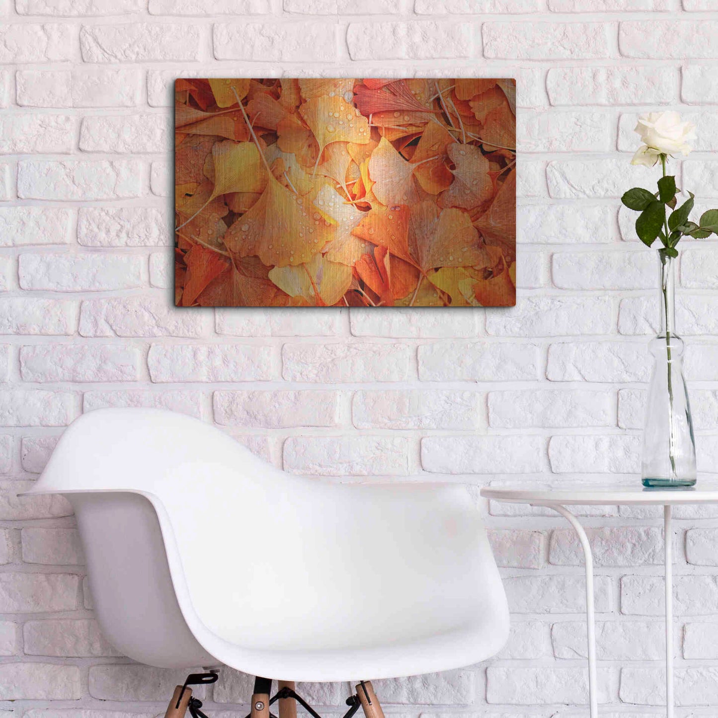 Luxe Metal Art 'Ginkgo Fall' by Philippe Sainte-Laudy, Metal Wall Art,24x16