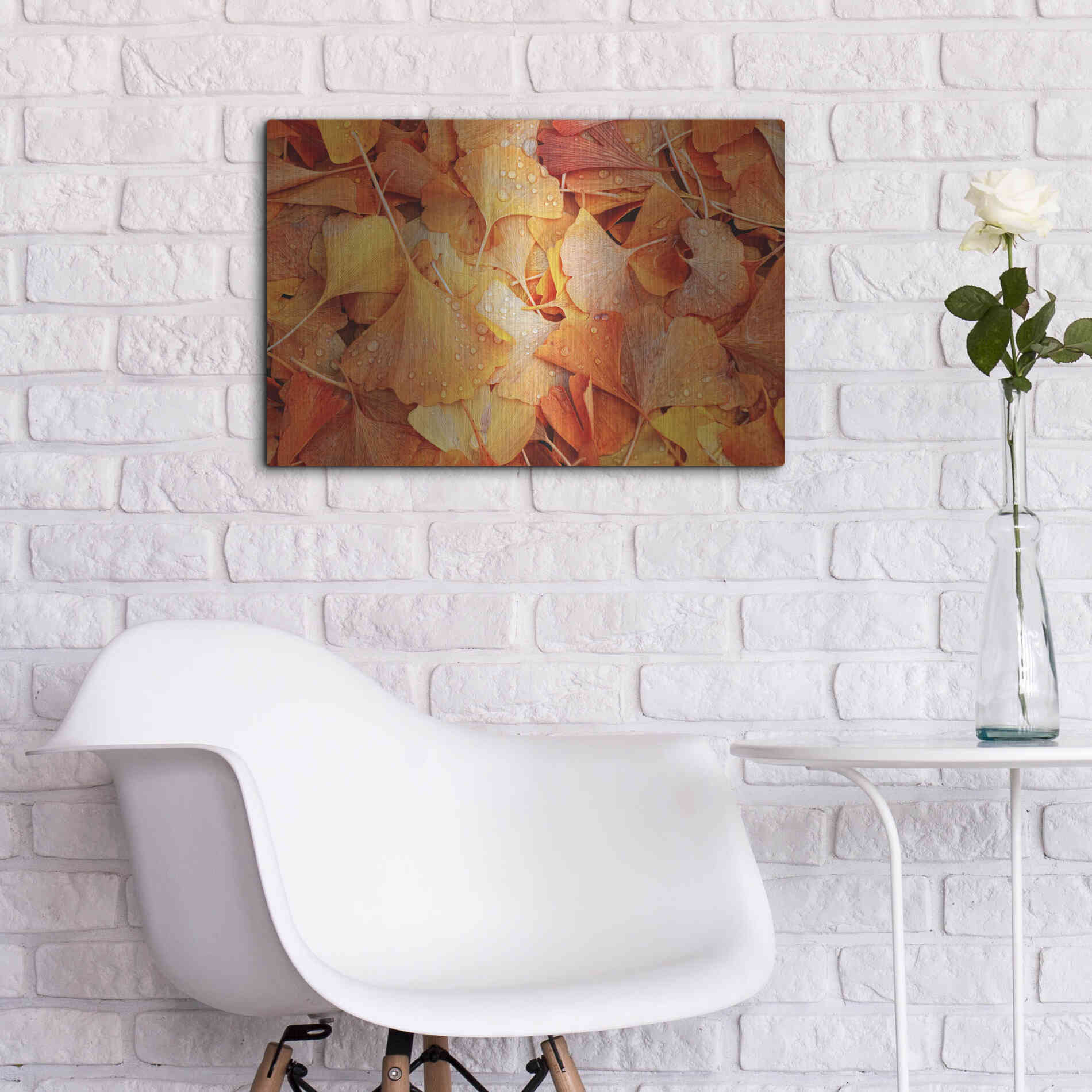 Luxe Metal Art 'Ginkgo Fall' by Philippe Sainte-Laudy, Metal Wall Art,24x16