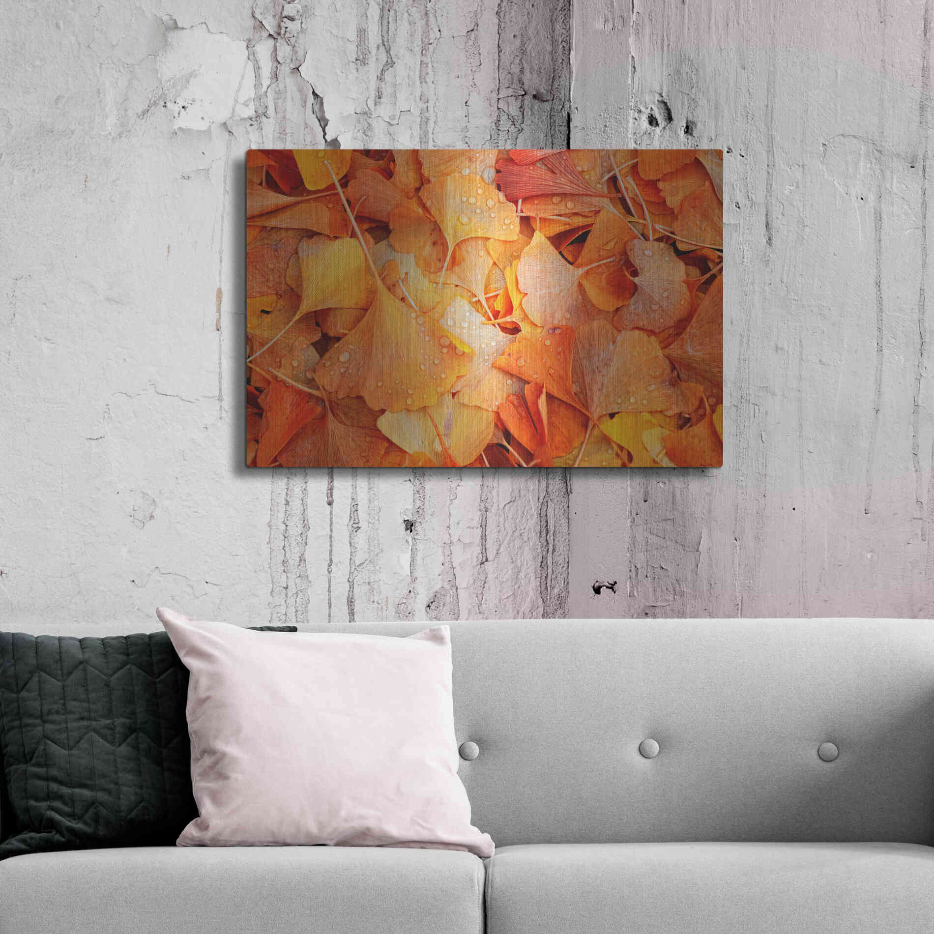 Luxe Metal Art 'Ginkgo Fall' by Philippe Sainte-Laudy, Metal Wall Art,36x24