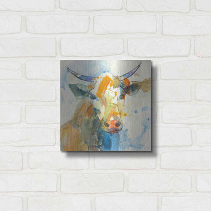 Luxe Metal Art 'Happy Cows I' by Albena Hristova, Metal Wall Art,12x12