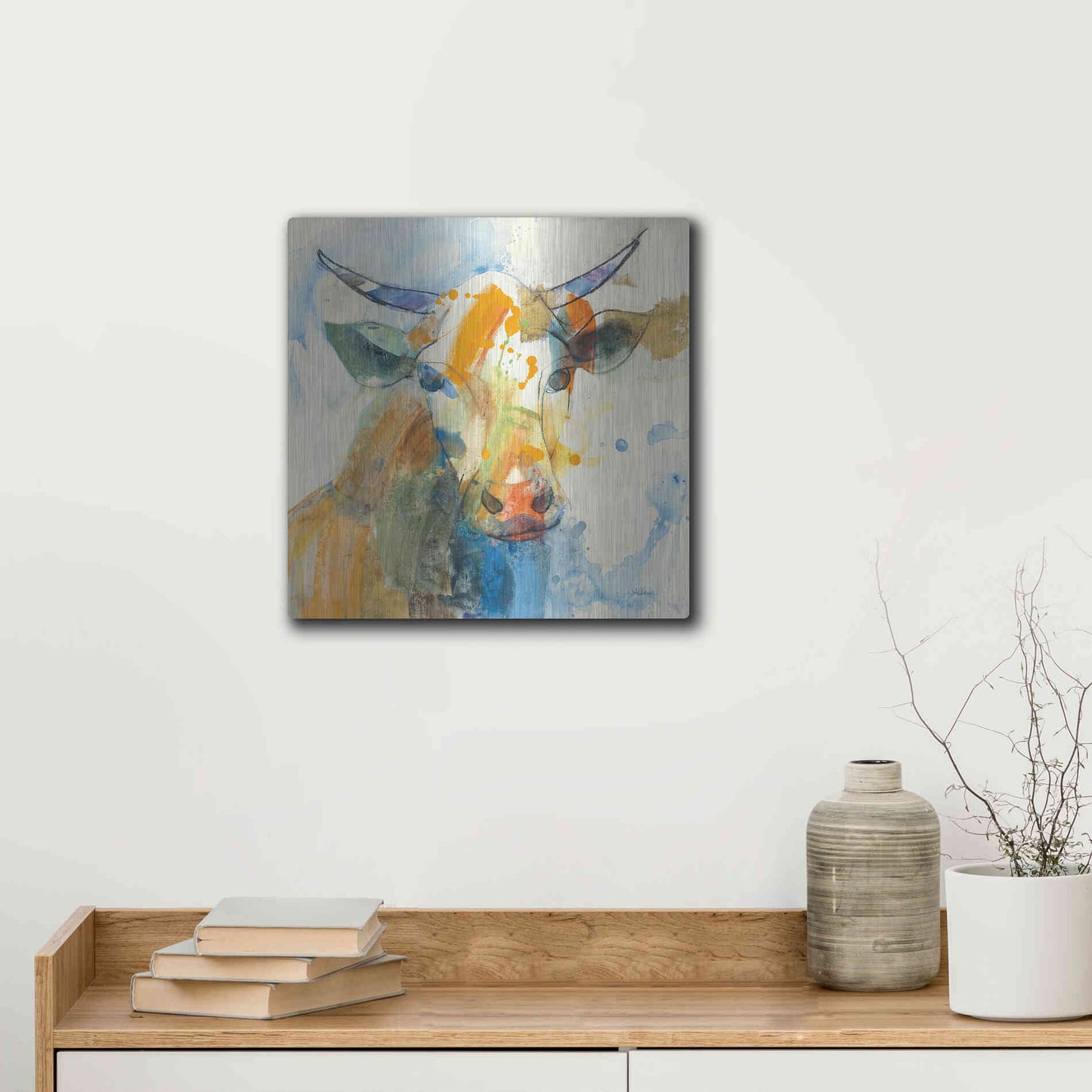 Luxe Metal Art 'Happy Cows I' by Albena Hristova, Metal Wall Art,12x12