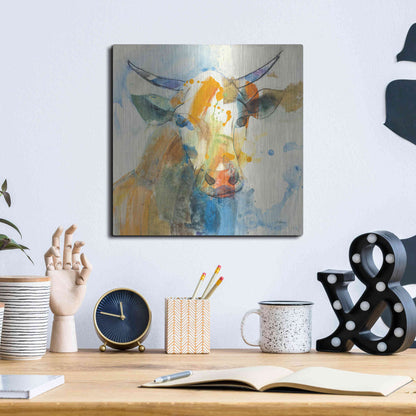 Luxe Metal Art 'Happy Cows I' by Albena Hristova, Metal Wall Art,12x12