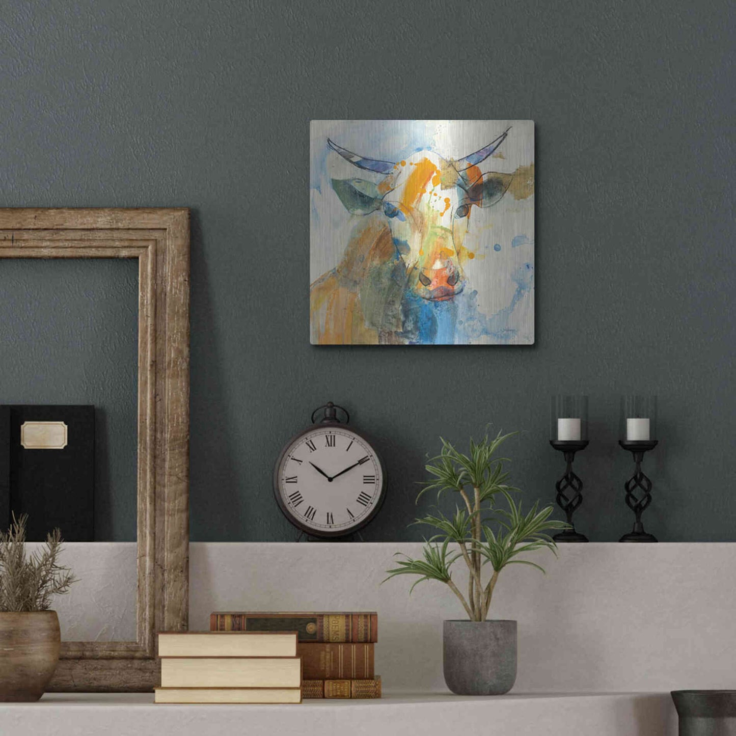 Luxe Metal Art 'Happy Cows I' by Albena Hristova, Metal Wall Art,12x12