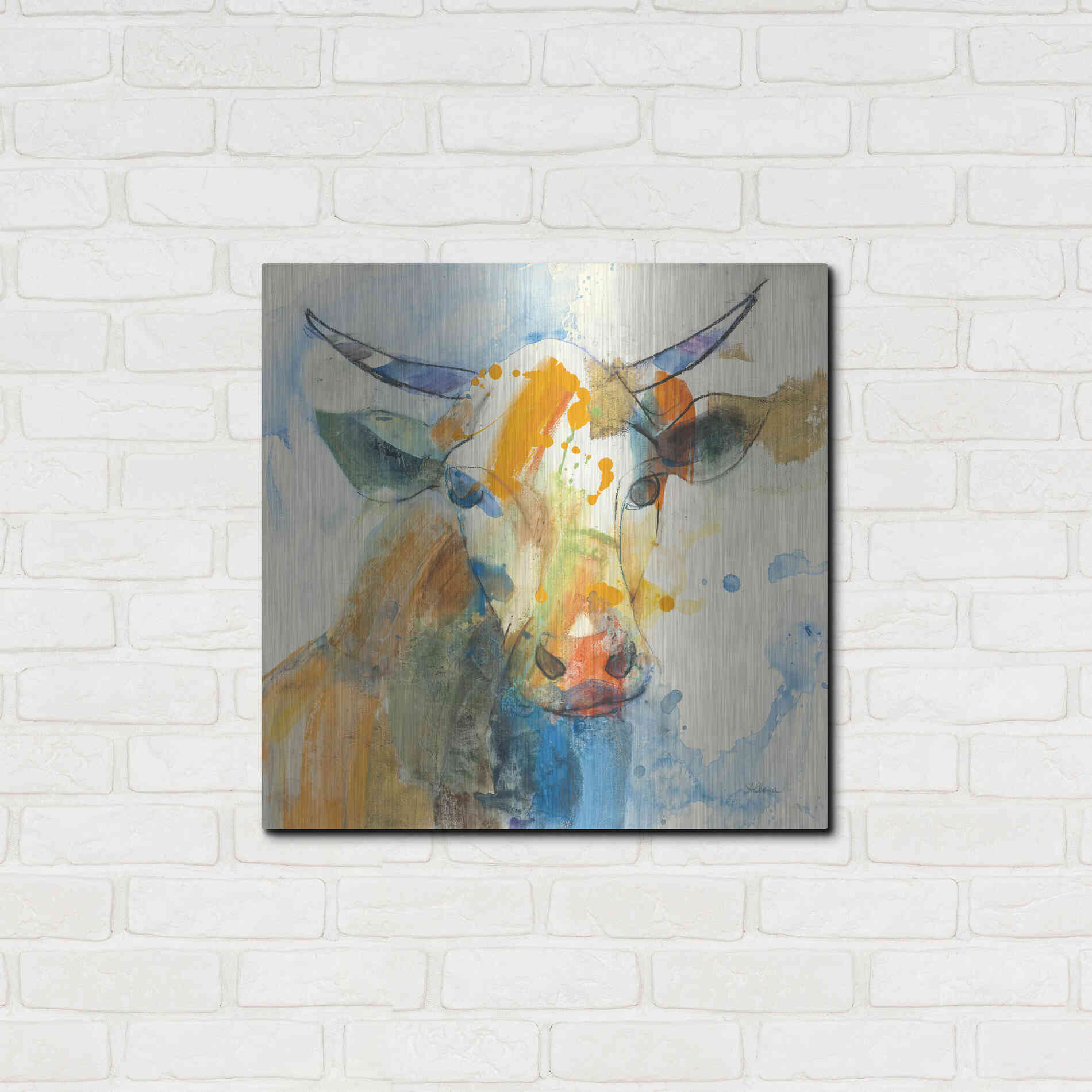 Luxe Metal Art 'Happy Cows I' by Albena Hristova, Metal Wall Art,24x24