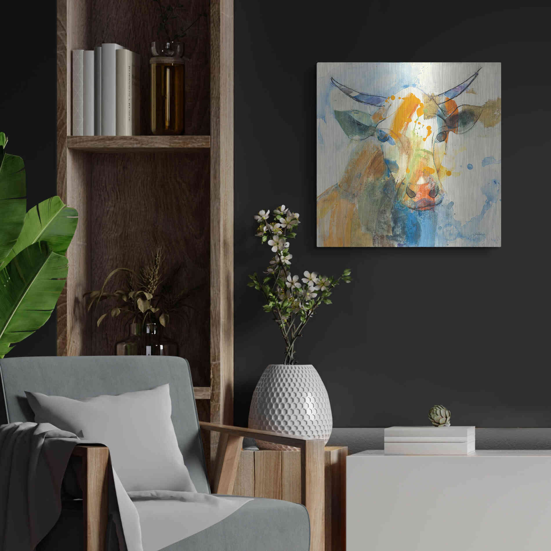 Luxe Metal Art 'Happy Cows I' by Albena Hristova, Metal Wall Art,24x24