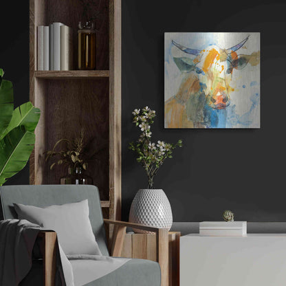 Luxe Metal Art 'Happy Cows I' by Albena Hristova, Metal Wall Art,24x24