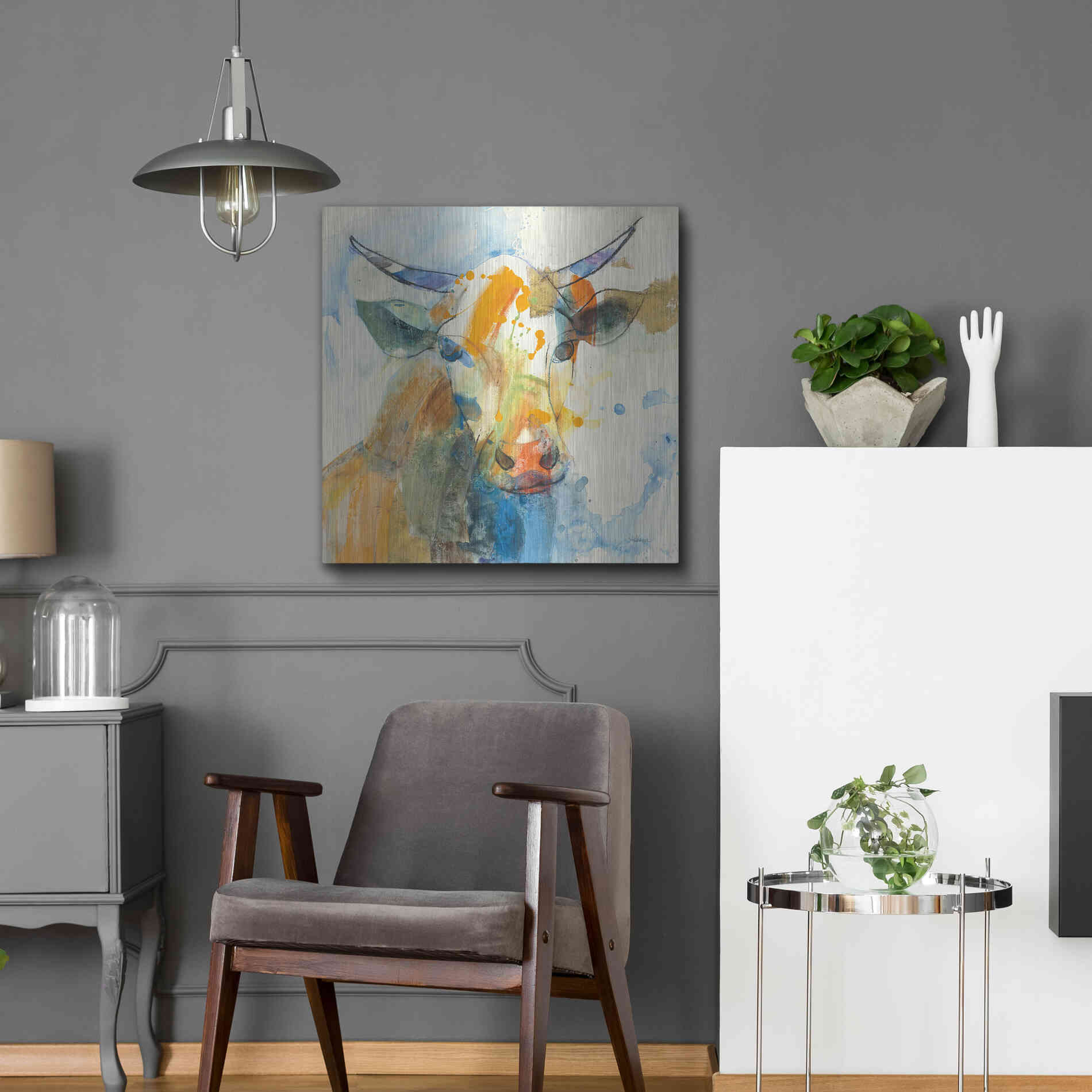 Luxe Metal Art 'Happy Cows I' by Albena Hristova, Metal Wall Art,24x24