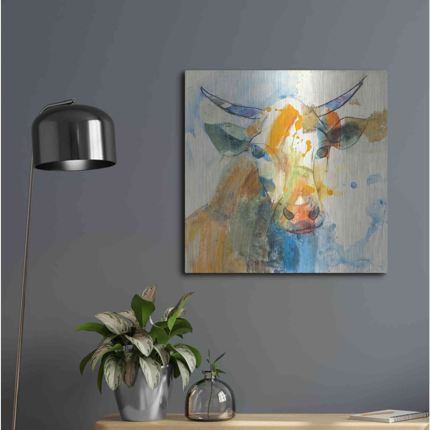 Luxe Metal Art 'Happy Cows I' by Albena Hristova, Metal Wall Art,24x24