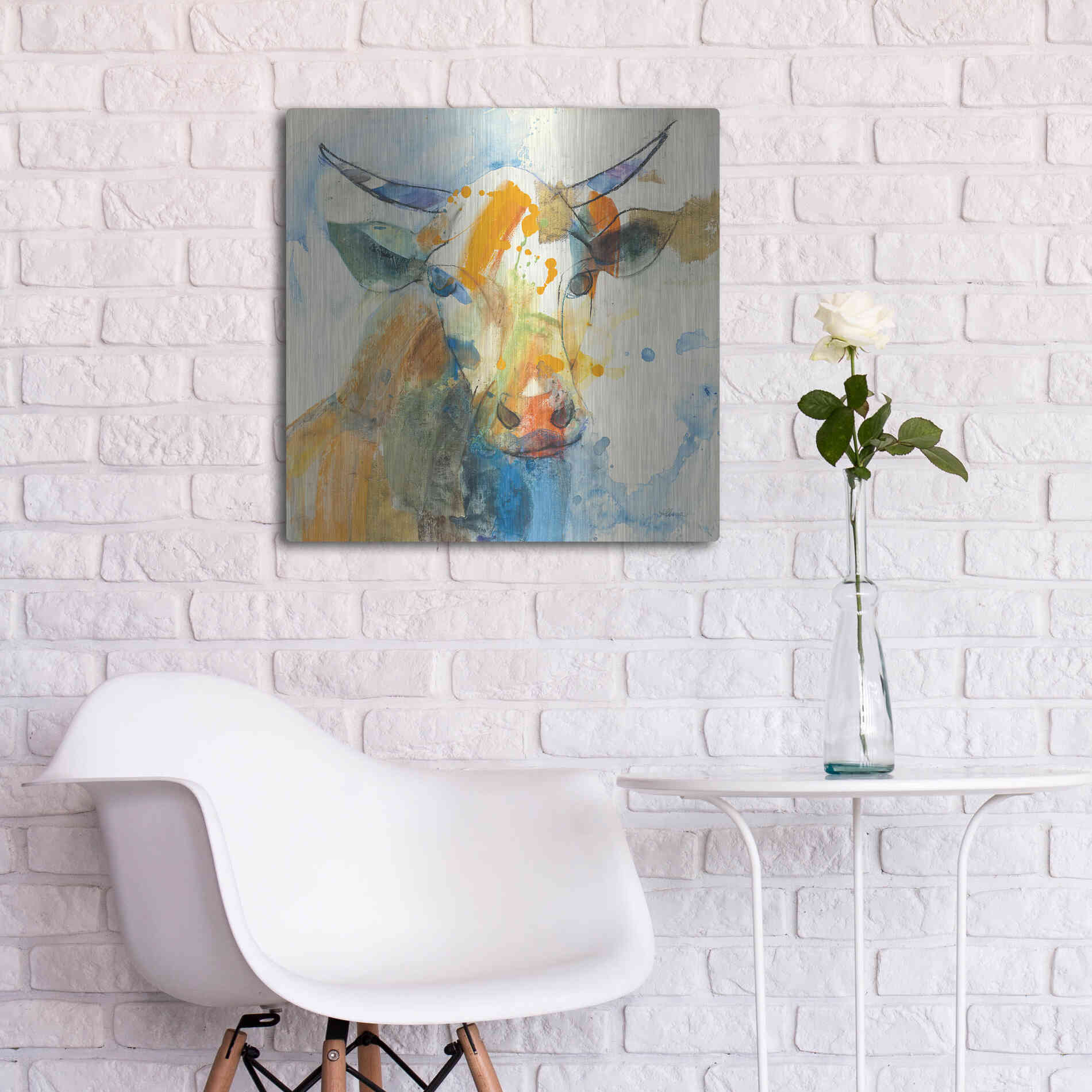 Luxe Metal Art 'Happy Cows I' by Albena Hristova, Metal Wall Art,24x24