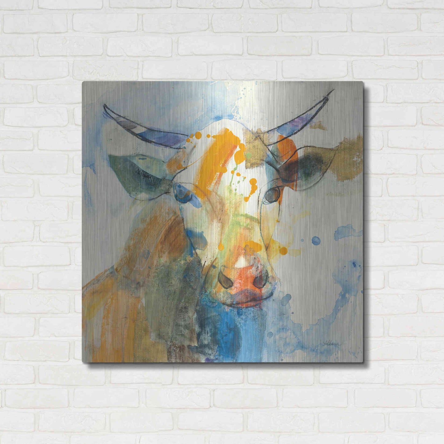 Luxe Metal Art 'Happy Cows I' by Albena Hristova, Metal Wall Art,36x36