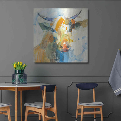 Luxe Metal Art 'Happy Cows I' by Albena Hristova, Metal Wall Art,36x36