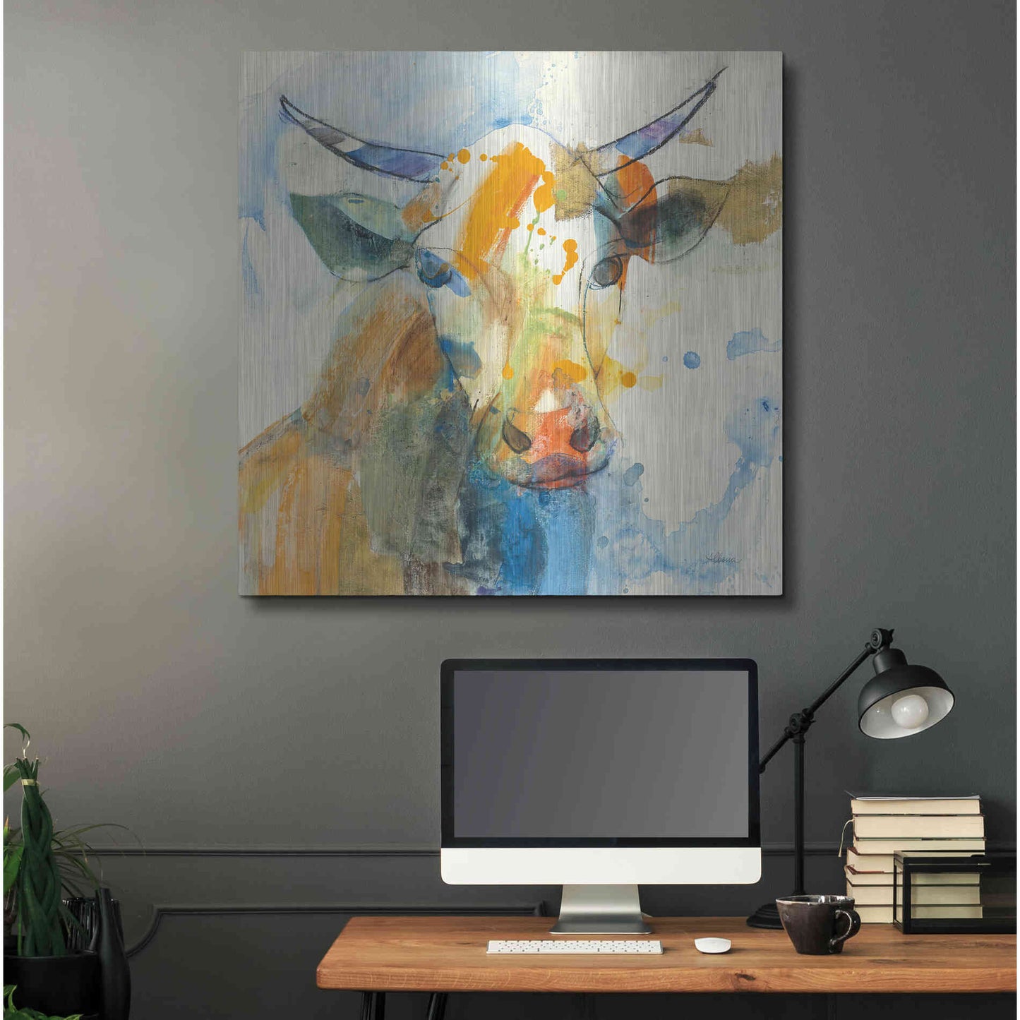 Luxe Metal Art 'Happy Cows I' by Albena Hristova, Metal Wall Art,36x36