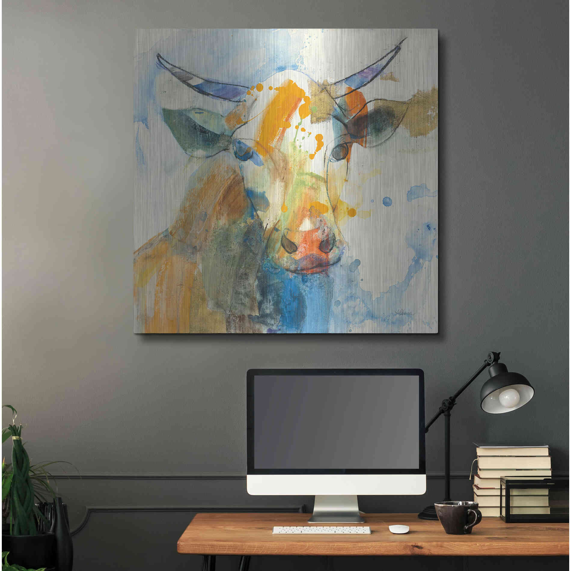 Luxe Metal Art 'Happy Cows I' by Albena Hristova, Metal Wall Art,36x36