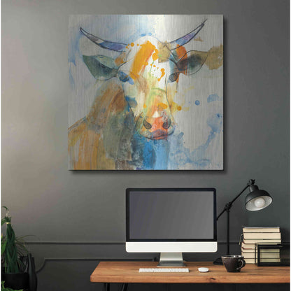 Luxe Metal Art 'Happy Cows I' by Albena Hristova, Metal Wall Art,36x36