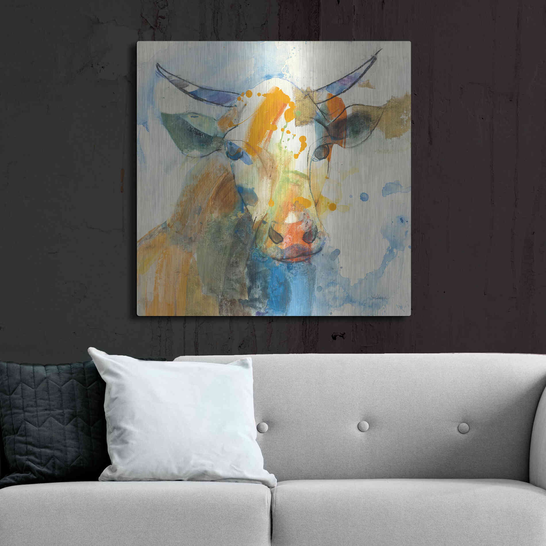 Luxe Metal Art 'Happy Cows I' by Albena Hristova, Metal Wall Art,36x36