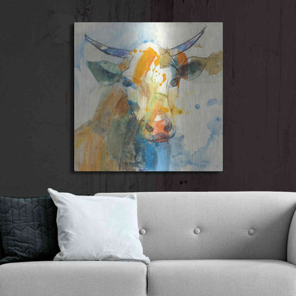 Luxe Metal Art 'Happy Cows I' by Albena Hristova, Metal Wall Art,36x36