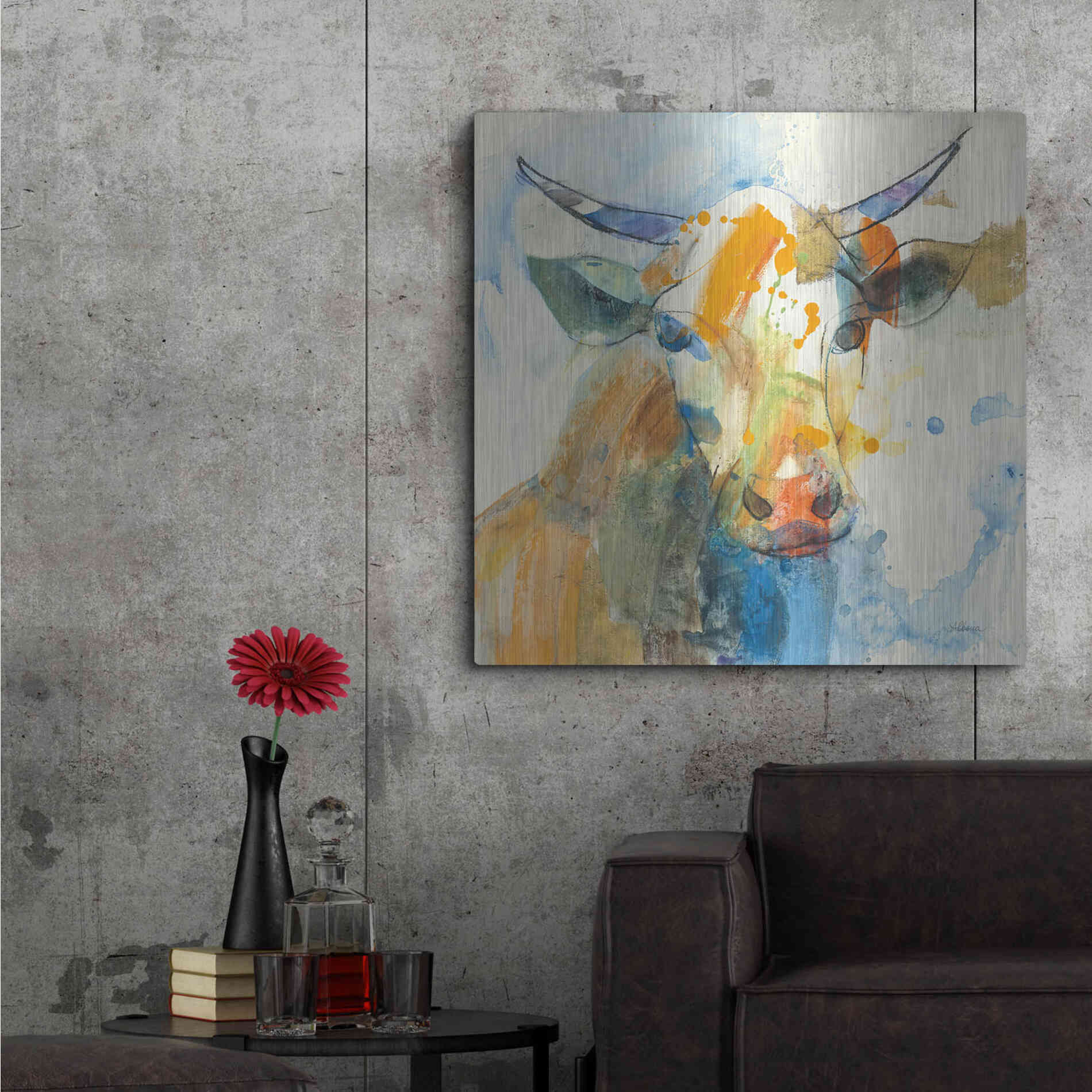 Luxe Metal Art 'Happy Cows I' by Albena Hristova, Metal Wall Art,36x36
