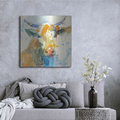 Luxe Metal Art 'Happy Cows I' by Albena Hristova, Metal Wall Art,36x36