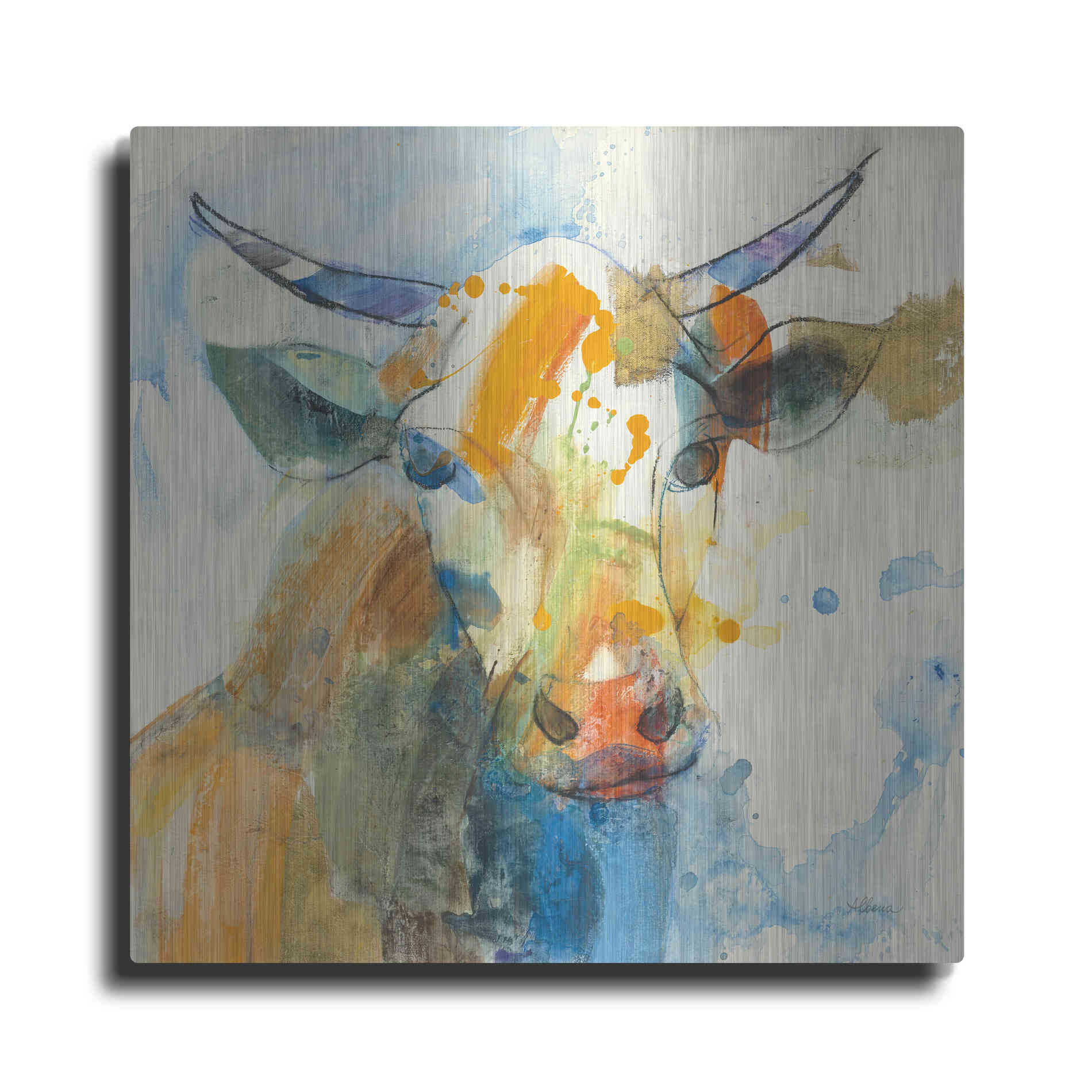 Luxe Metal Art 'Happy Cows I' by Albena Hristova, Metal Wall Art