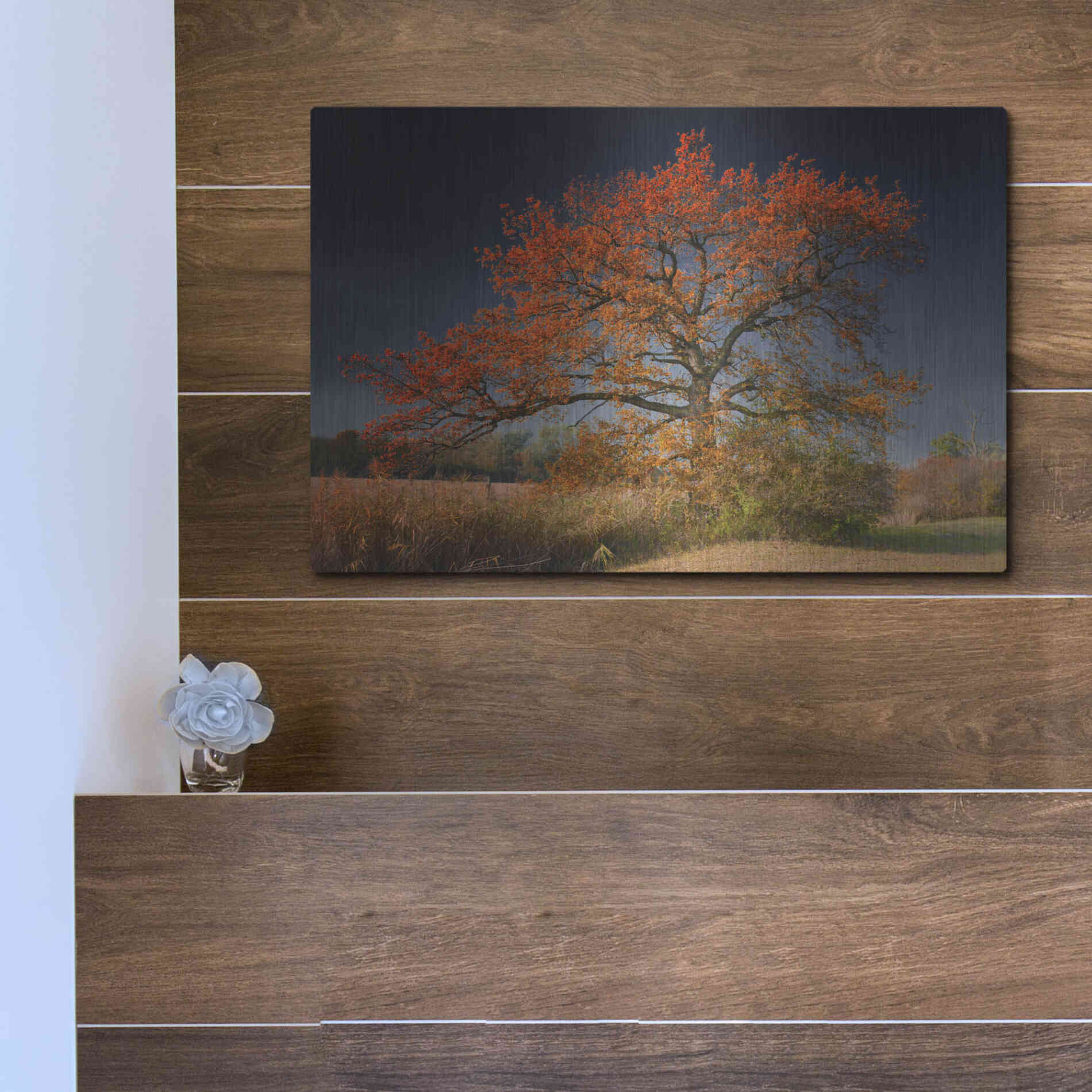 Luxe Metal Art 'Melancholy Tree' by Philippe Sainte-Laudy, Metal Wall Art,16x12