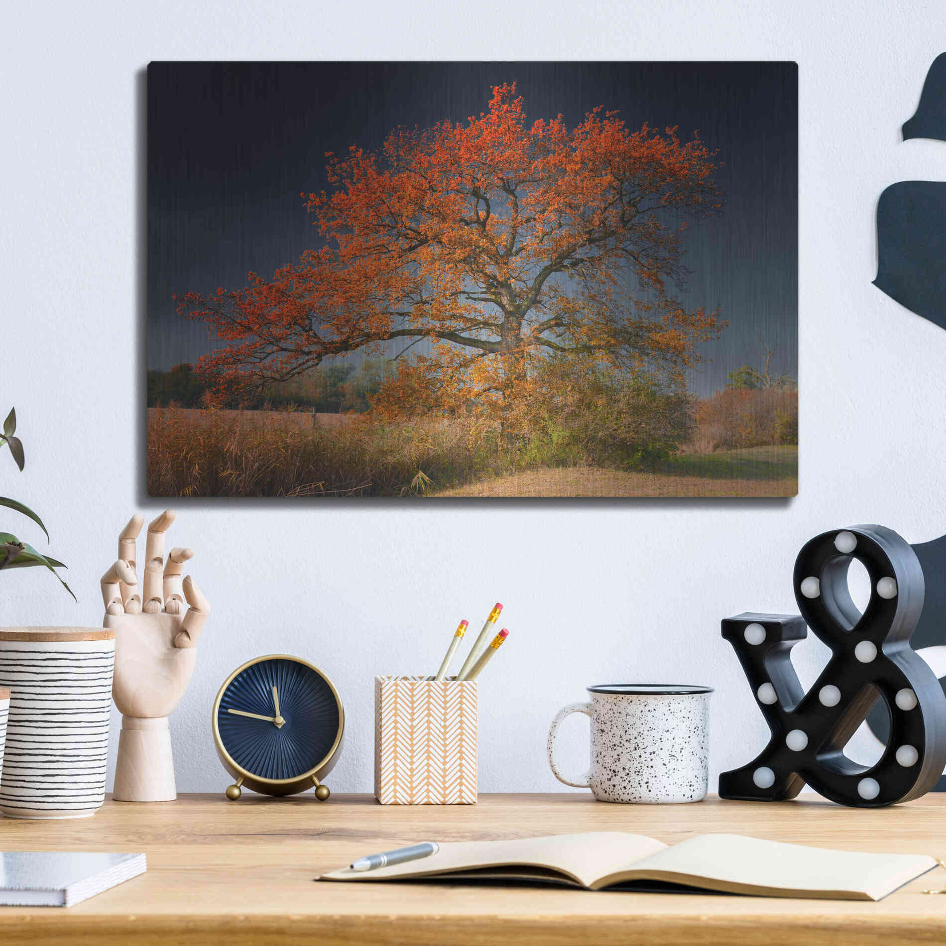 Luxe Metal Art 'Melancholy Tree' by Philippe Sainte-Laudy, Metal Wall Art,16x12