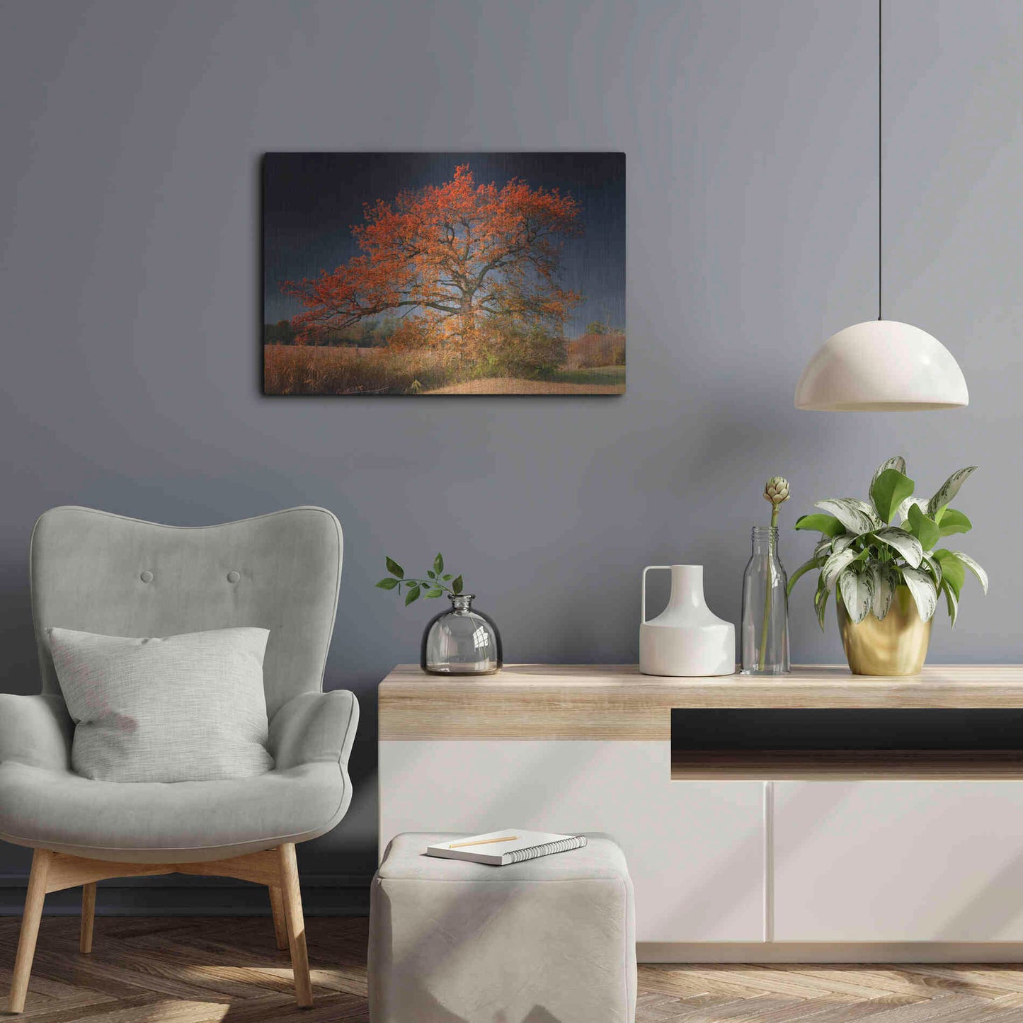 Luxe Metal Art 'Melancholy Tree' by Philippe Sainte-Laudy, Metal Wall Art,24x16