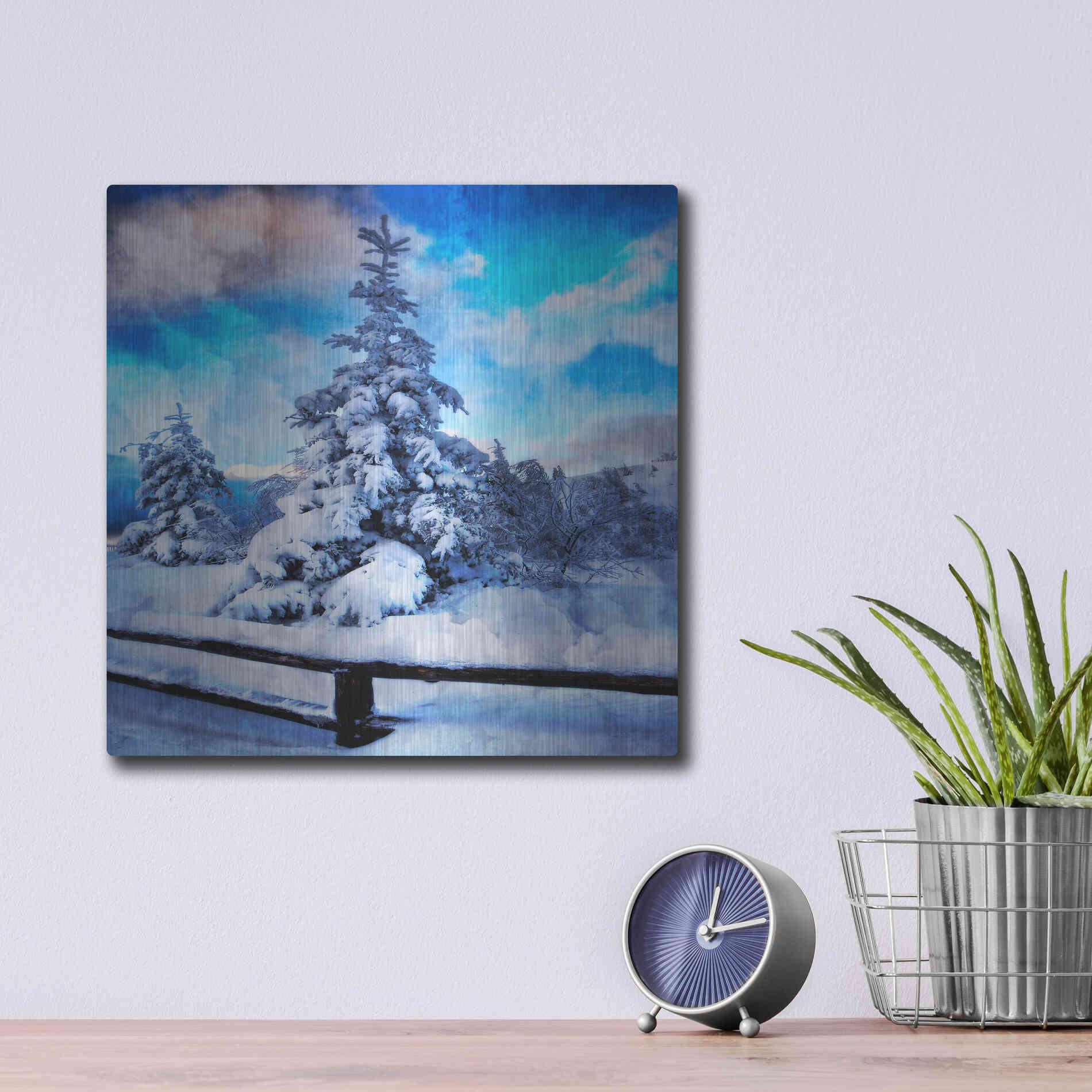 Luxe Metal Art 'My Beautiful Fir Tree' by Philippe Sainte-Laudy, Metal Wall Art,12x12